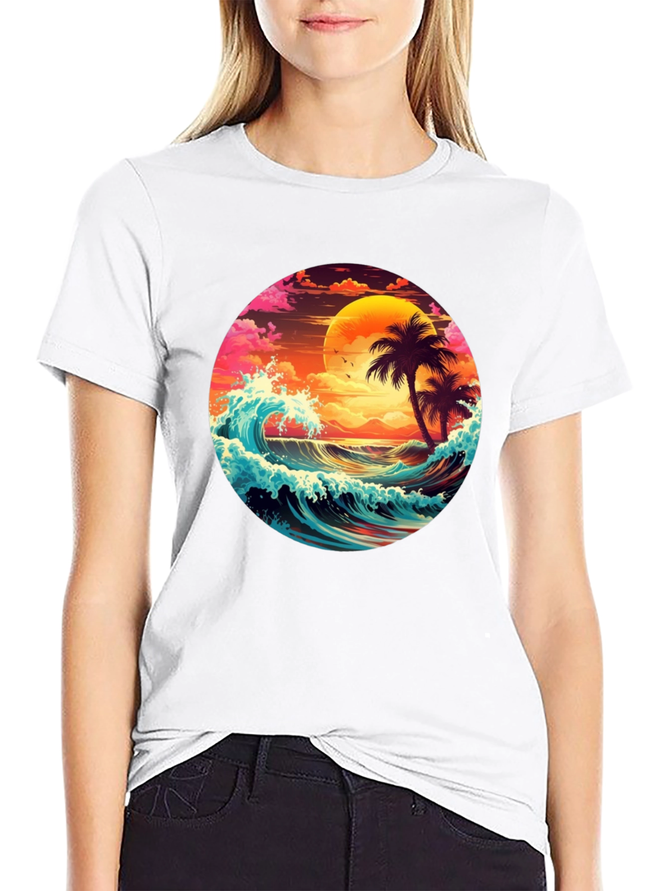 Vibrant Sunset Palm Tree T-Shirt