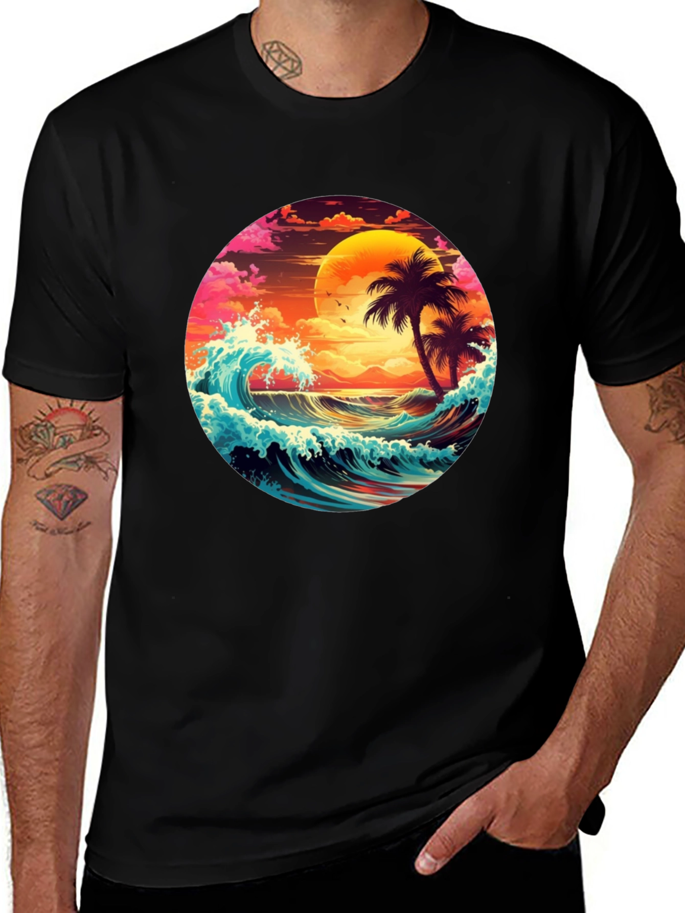 Vibrant Sunset Palm Tree T-Shirt