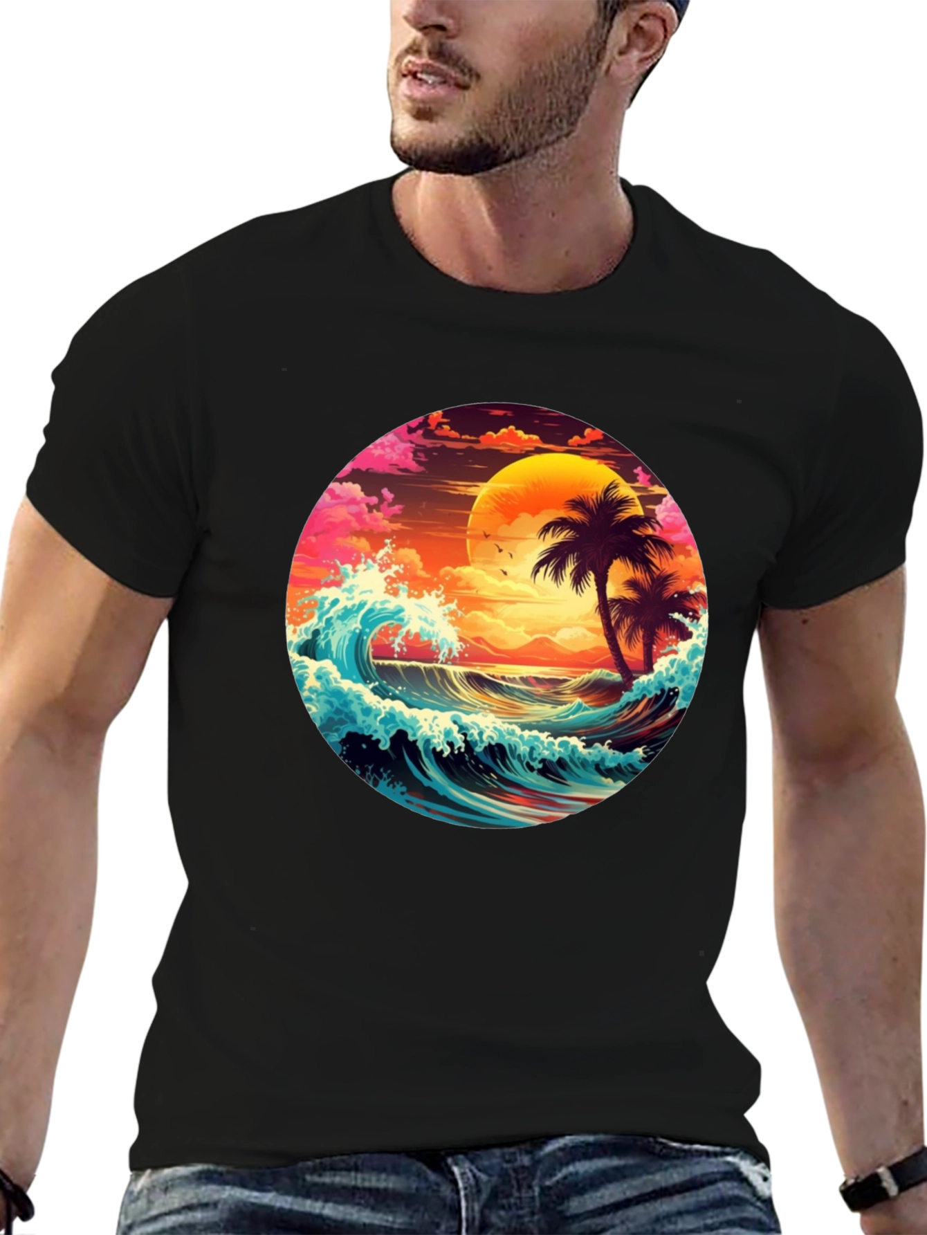 Vibrant Sunset Palm Tree T-Shirt