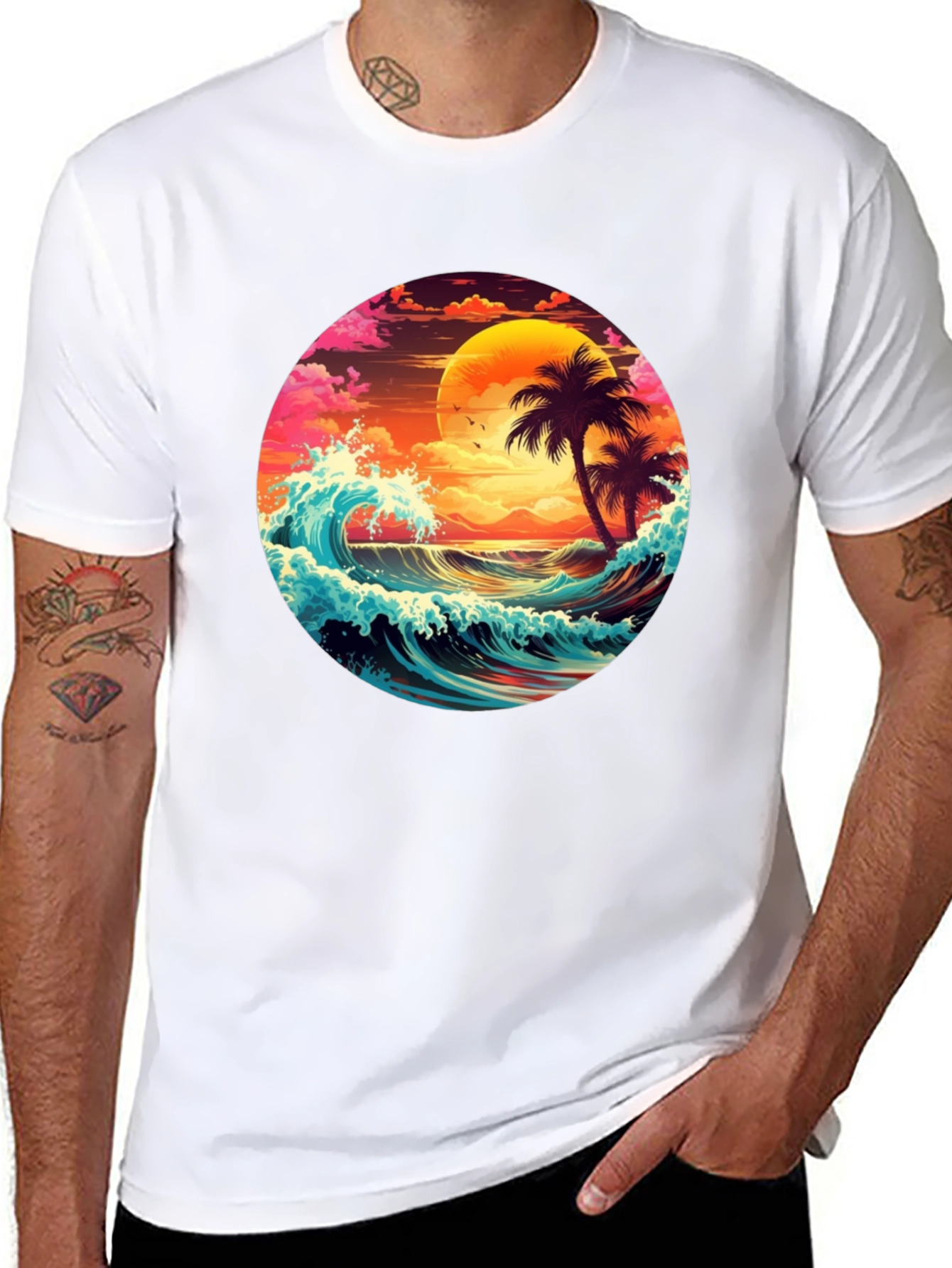 Vibrant Sunset Palm Tree T-Shirt