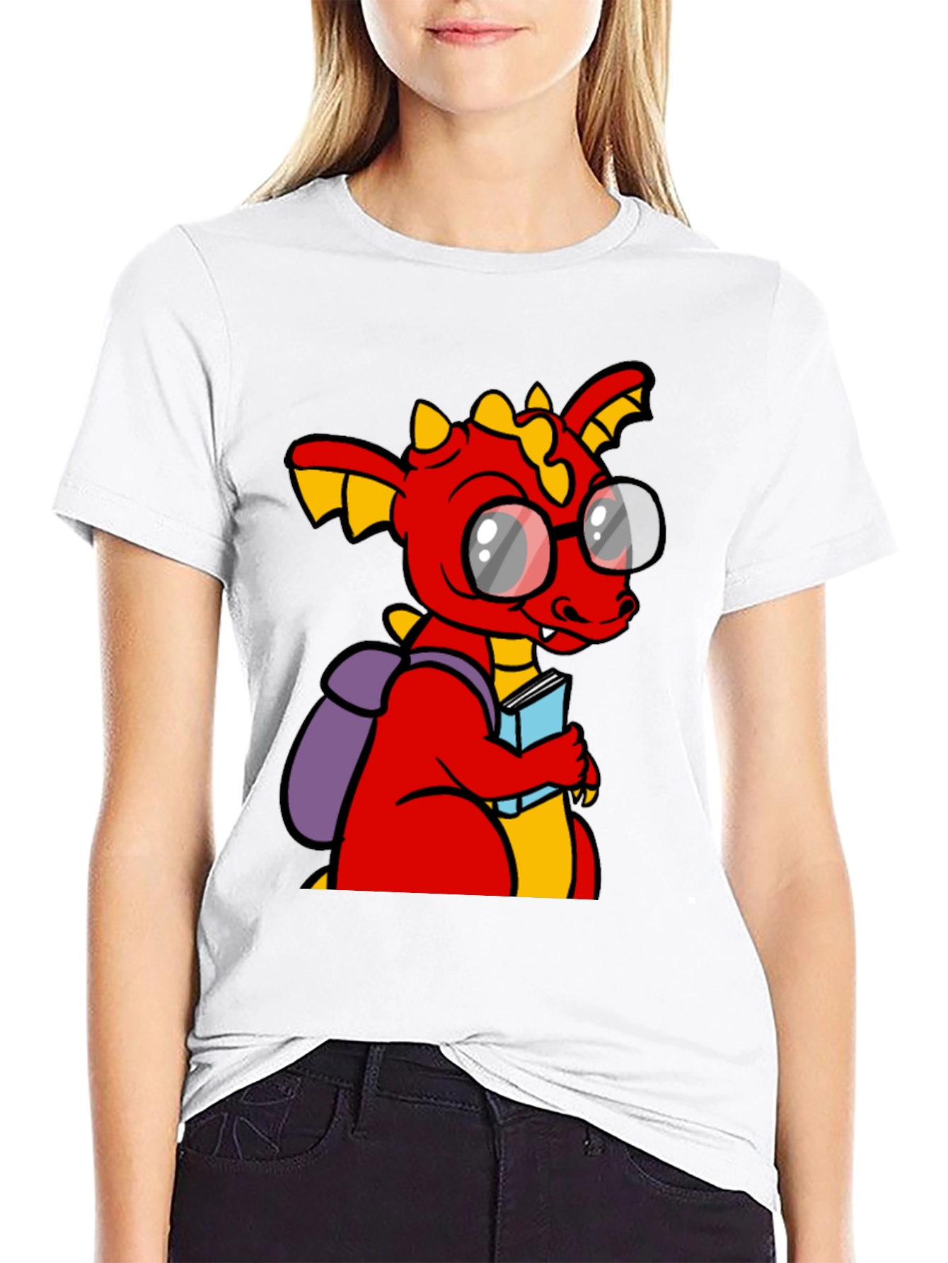 Dragon with Book T-Shirt - Smart & Fun Design