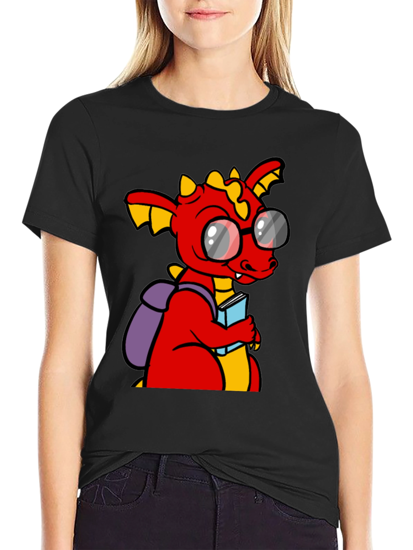 Dragon with Book T-Shirt - Smart & Fun Design