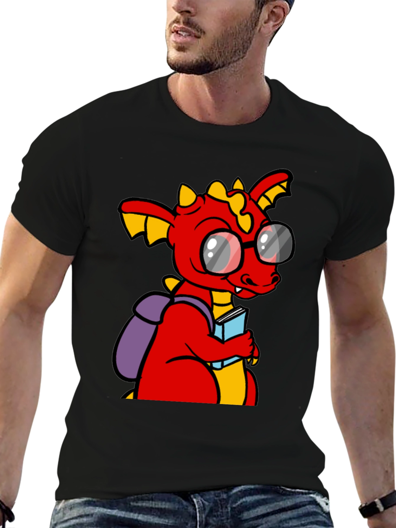 Dragon with Book T-Shirt - Smart & Fun Design