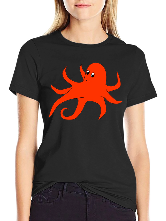 Fun Octopus Graphic Tee - Black Cotton T-Shirt