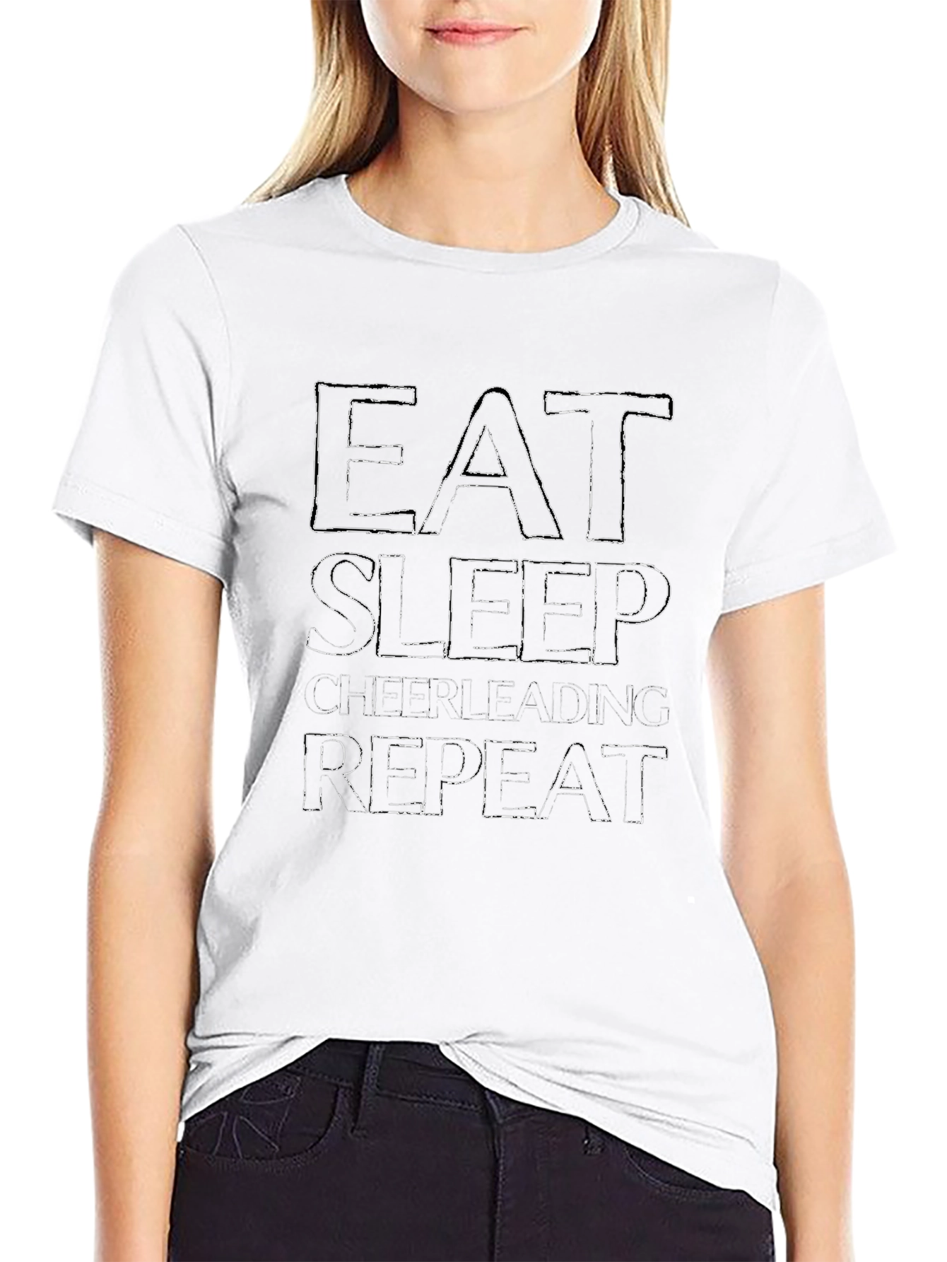 Eat Sleep Cheerleading Repeat Black T-Shirt