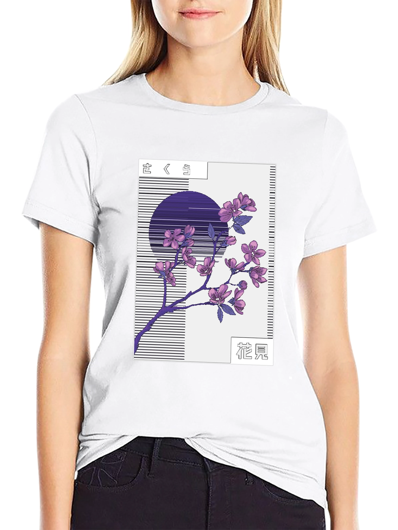Sakura Blossom Graphic Tee - Stylish Black T-Shirt