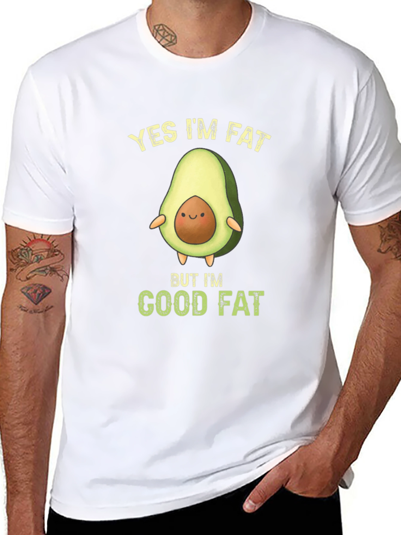 Funny Avocado T-Shirt - Yes Im Fat Good Fat
