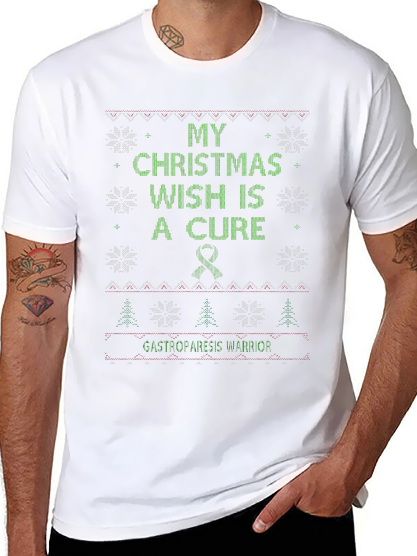 Gastroparesis Warrior Christmas Wish Cure Ugly T-Shirt