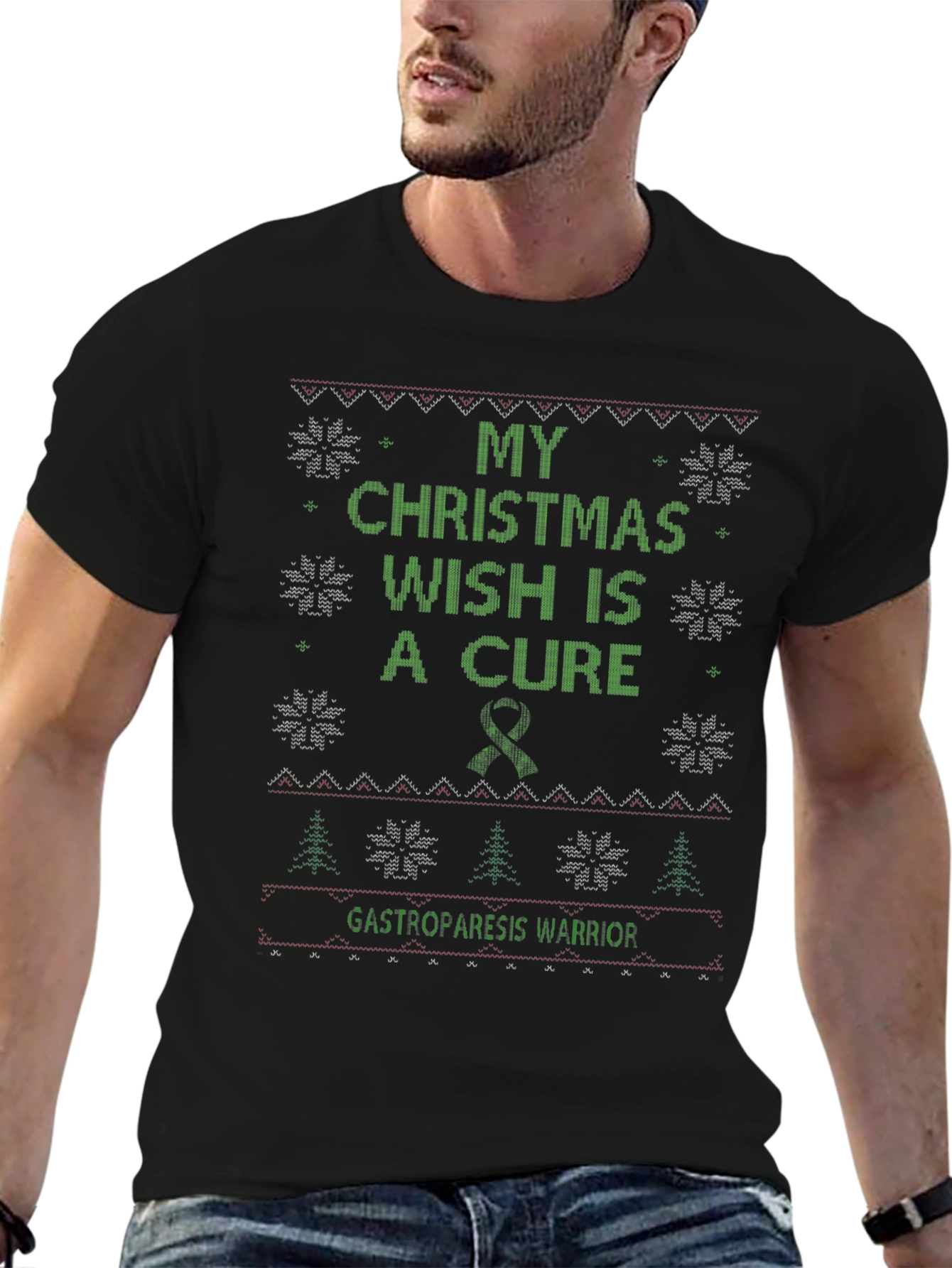 Gastroparesis Warrior Christmas Wish Cure Ugly T-Shirt