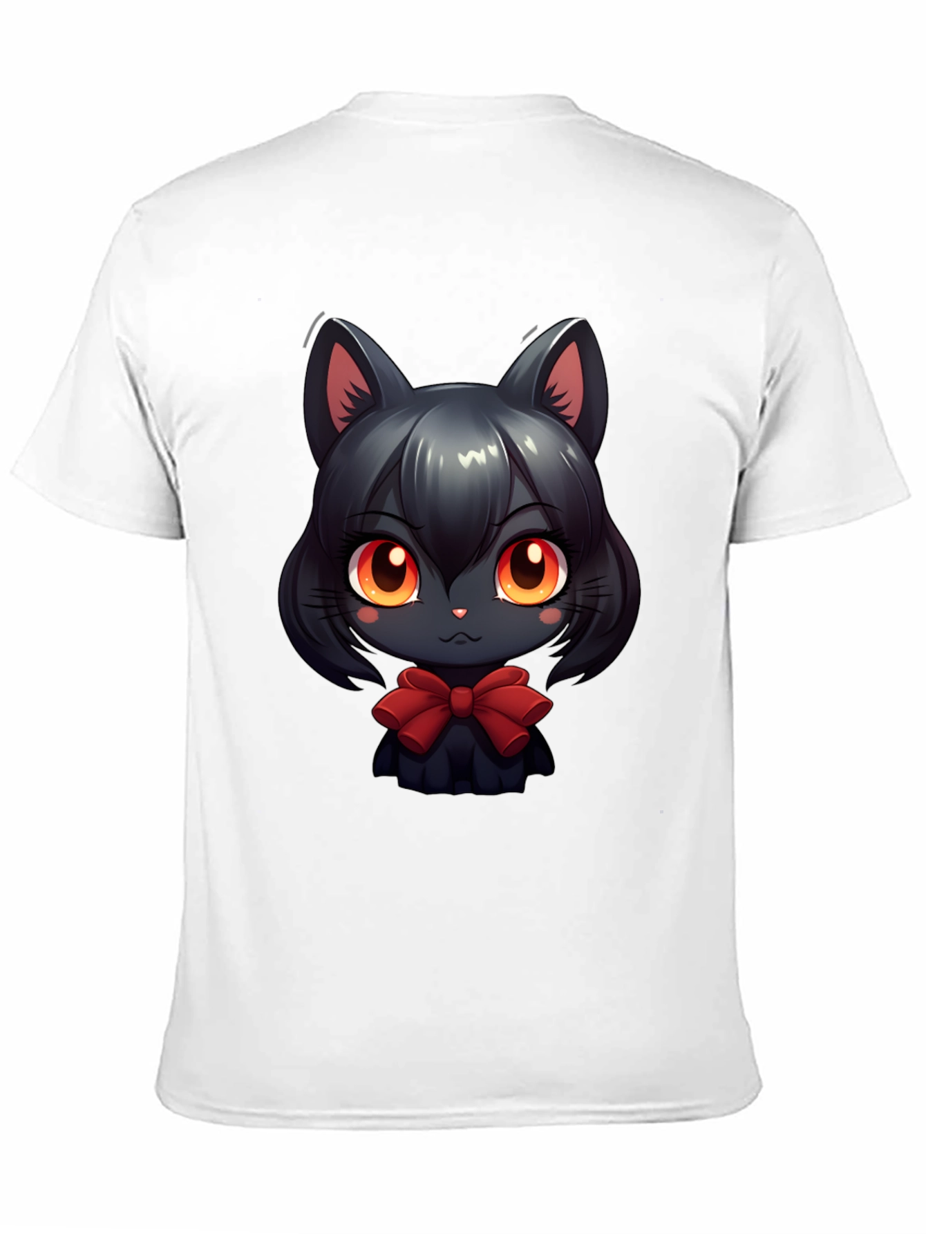 Cute Anime Cat T-Shirt - Soft Black Cotton Tee