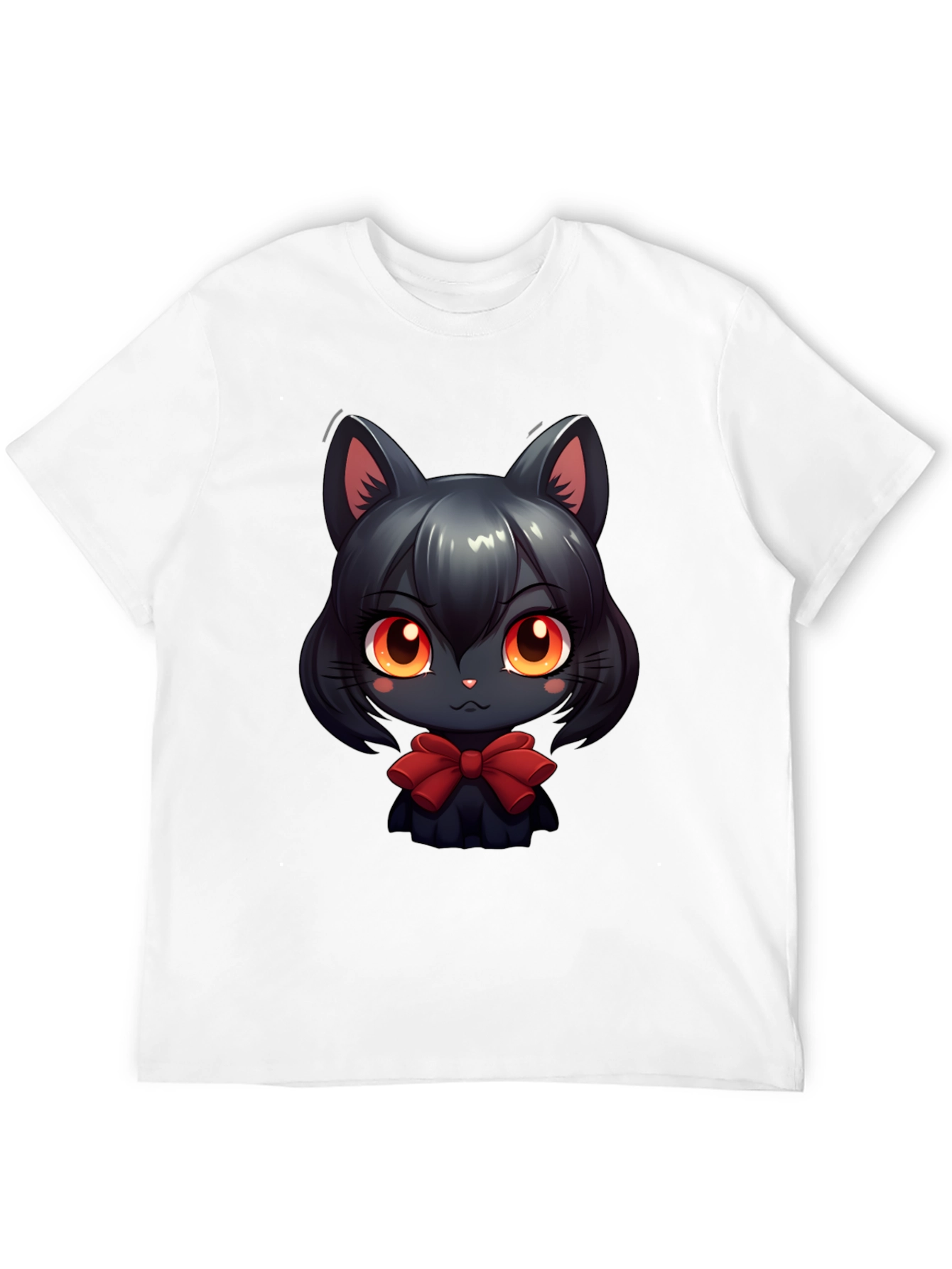 Cute Anime Cat T-Shirt - Soft Black Cotton Tee