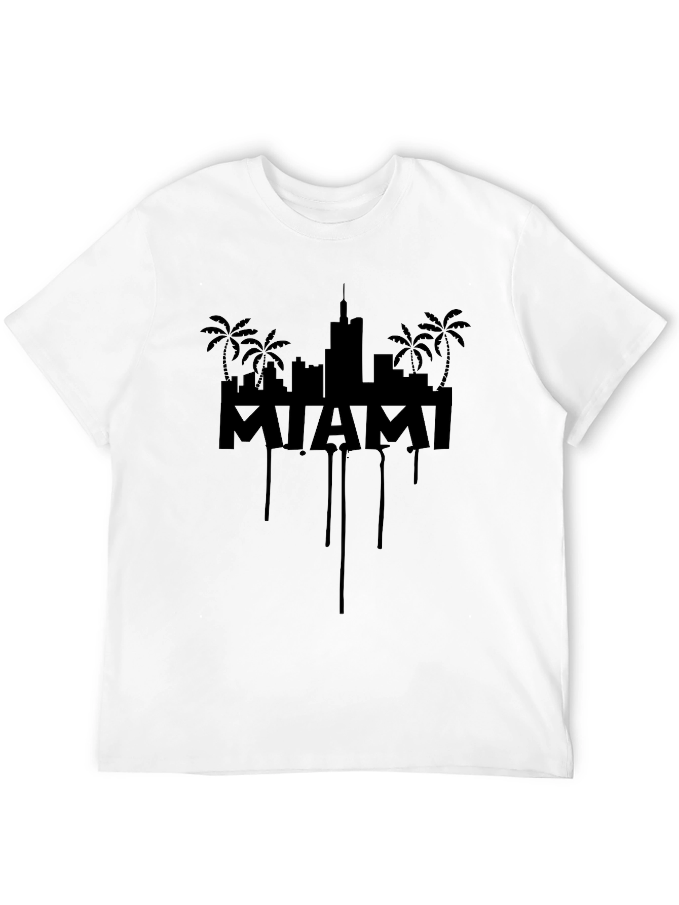 Miami Skyline Graphic T-Shirt - Black
