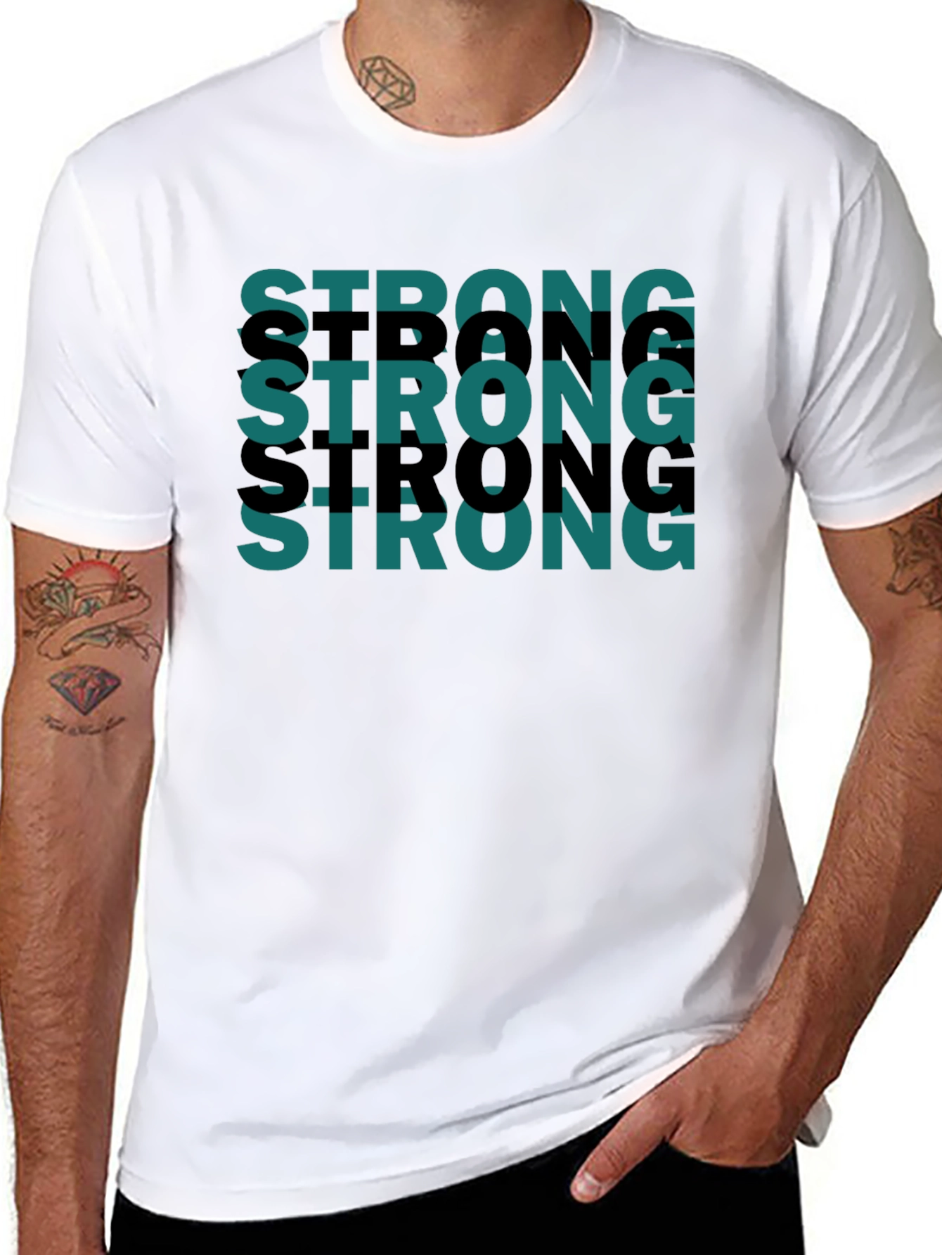 Strong Graphic Tee - Black Cotton Casual Shirt