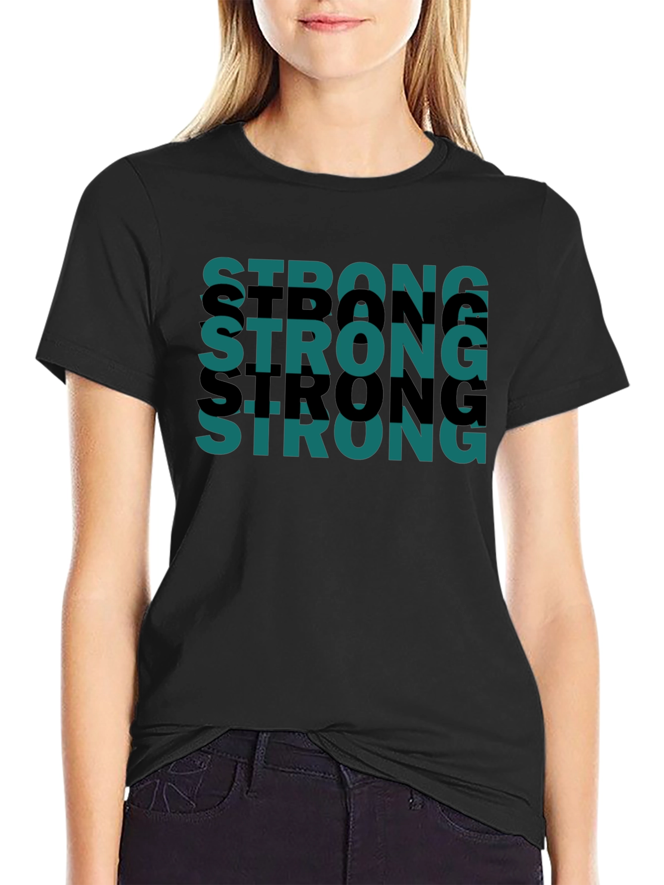 Strong Graphic Tee - Black Cotton Casual Shirt