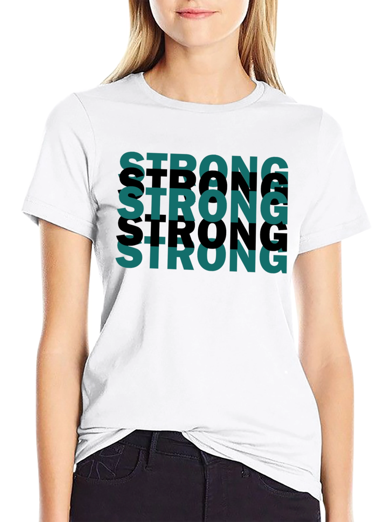 Strong Graphic Tee - Black Cotton Casual Shirt