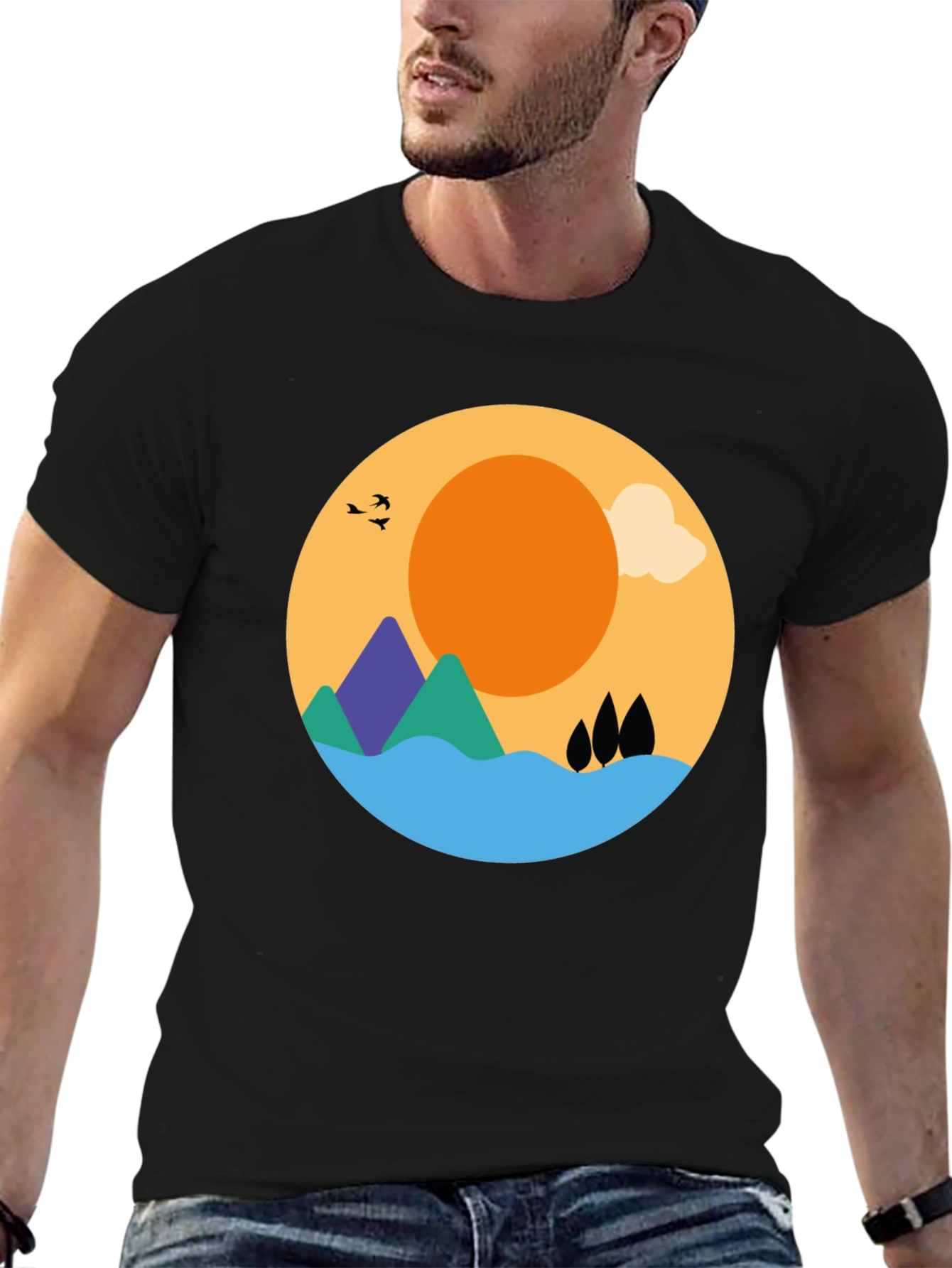 Nature Graphic Tee - Black Cotton Blend