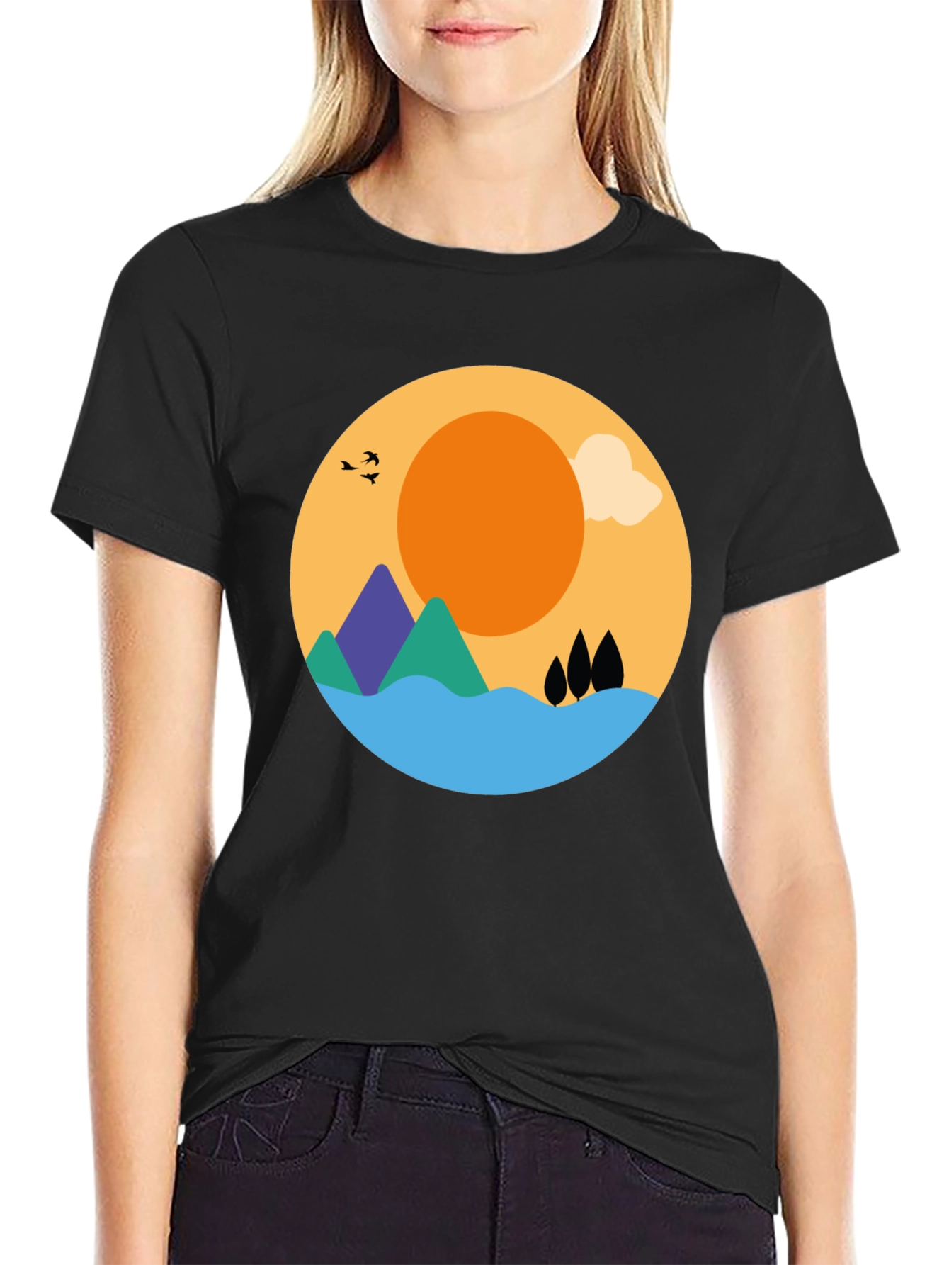 Nature Graphic Tee - Black Cotton Blend