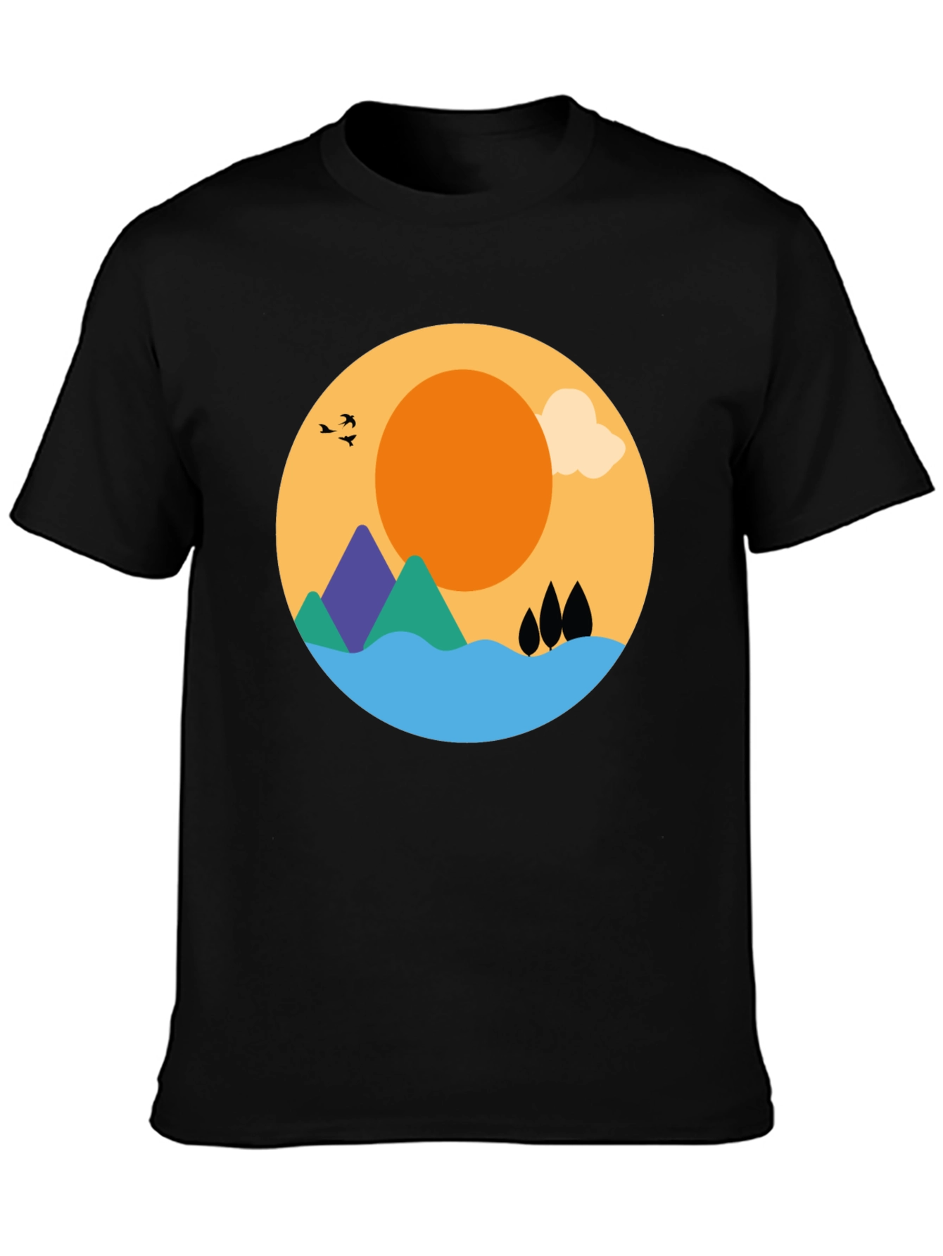 Nature Graphic Tee - Black Cotton Blend