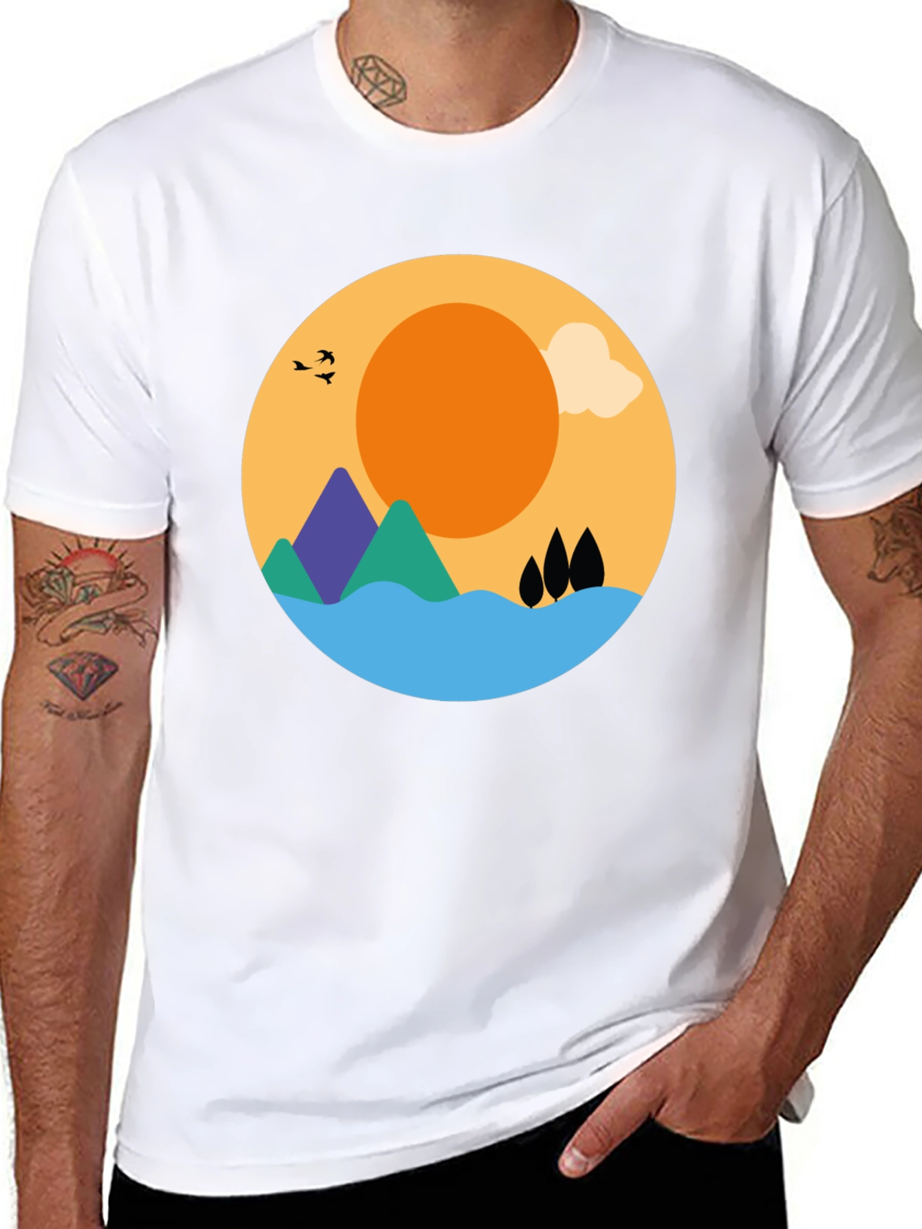 Nature Graphic Tee - Black Cotton Blend