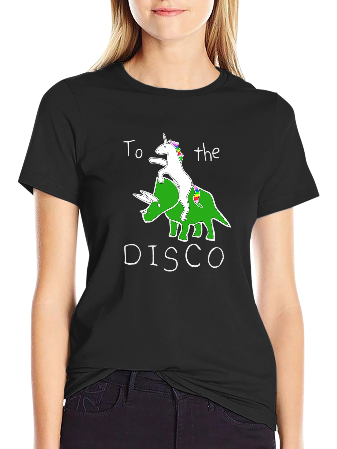 Unicorn Riding Dino Disco T-Shirt