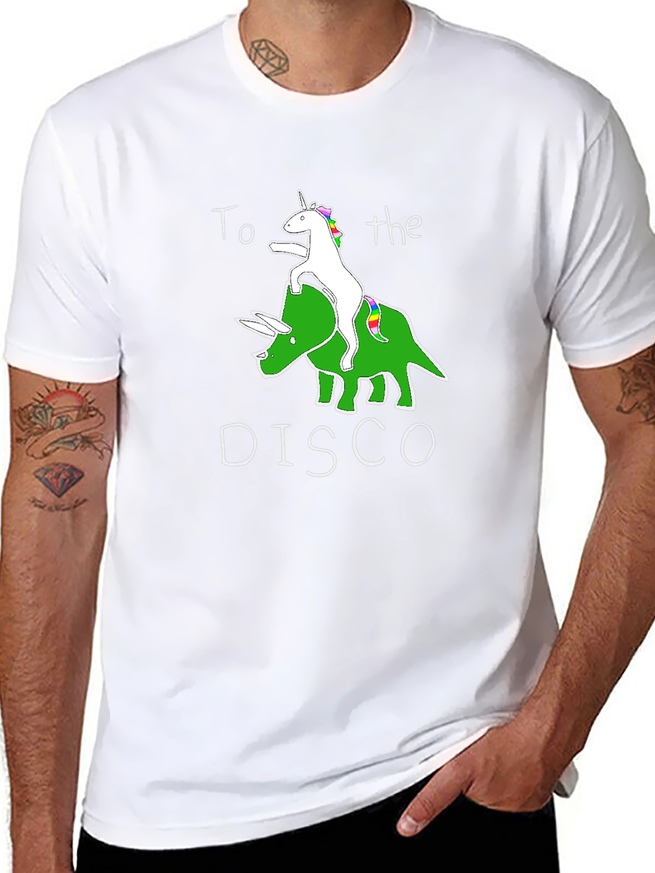 Unicorn Riding Dino Disco T-Shirt