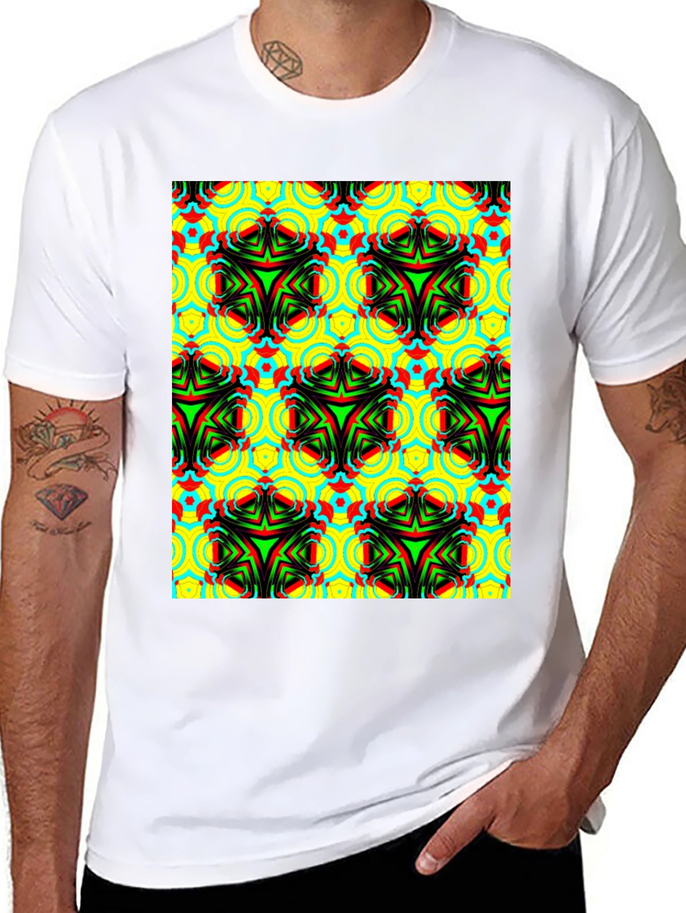 Psychedelic Pattern Black T-Shirt - Unisex