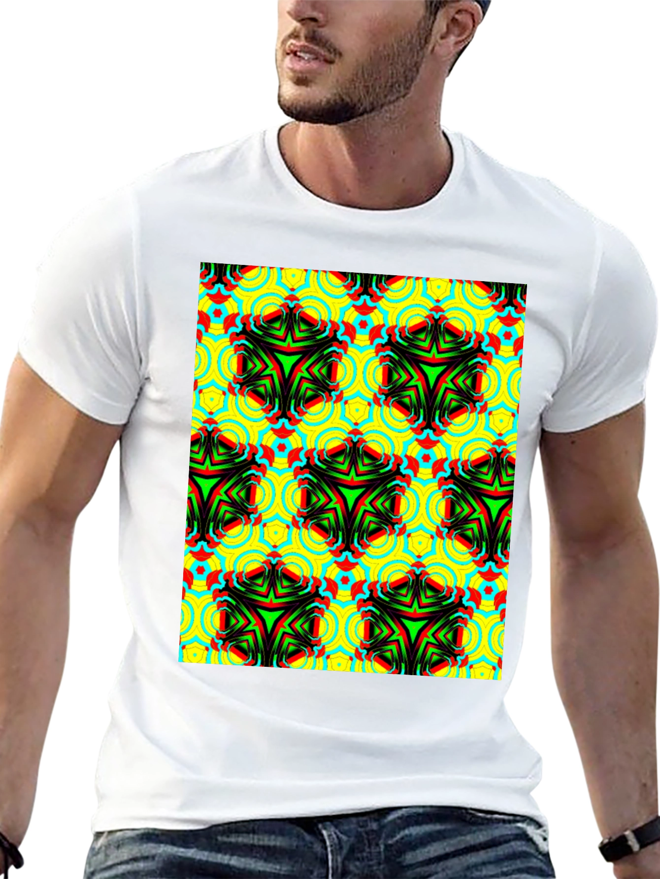 Psychedelic Pattern Black T-Shirt - Unisex