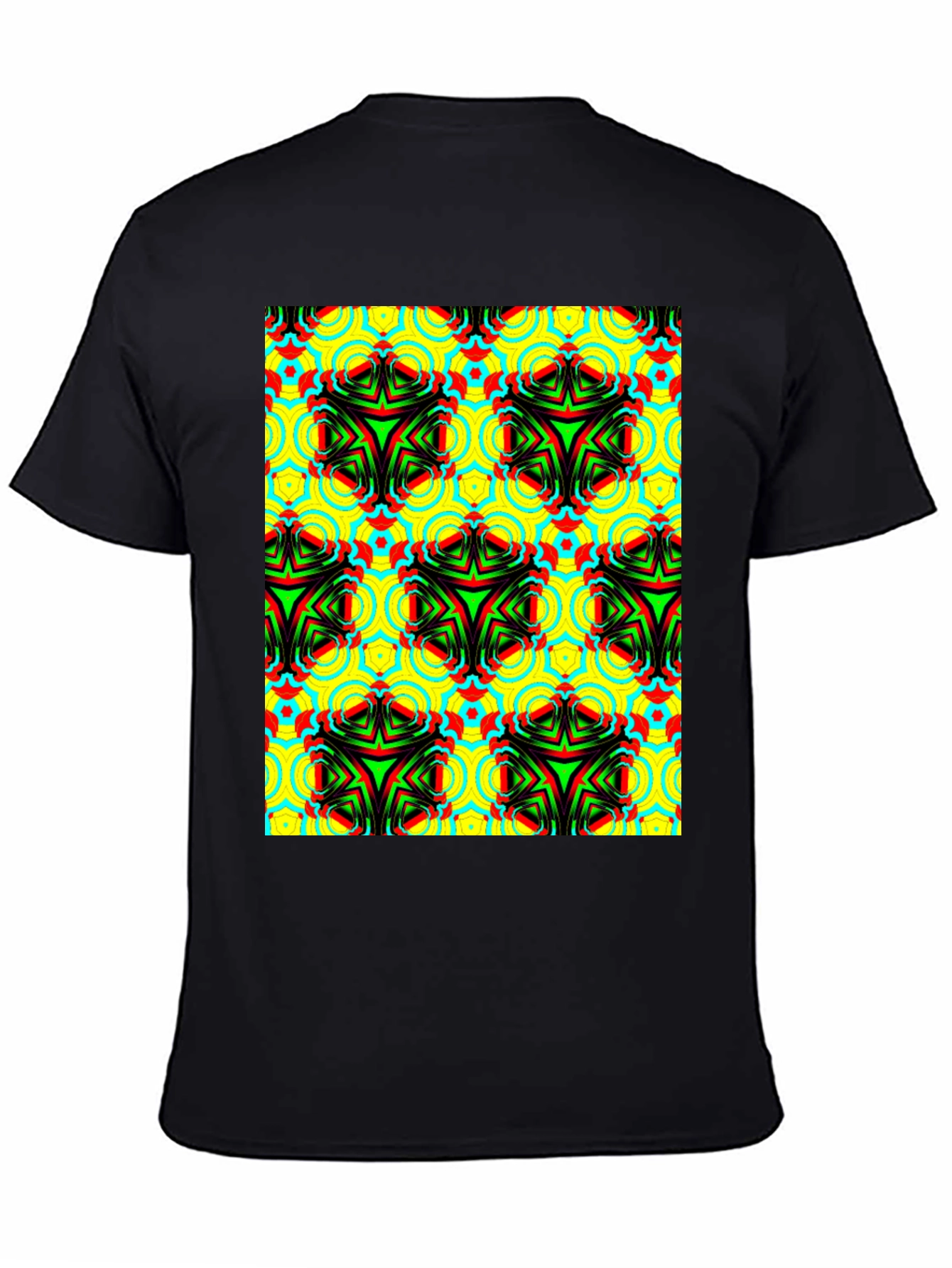 Psychedelic Pattern Black T-Shirt - Unisex
