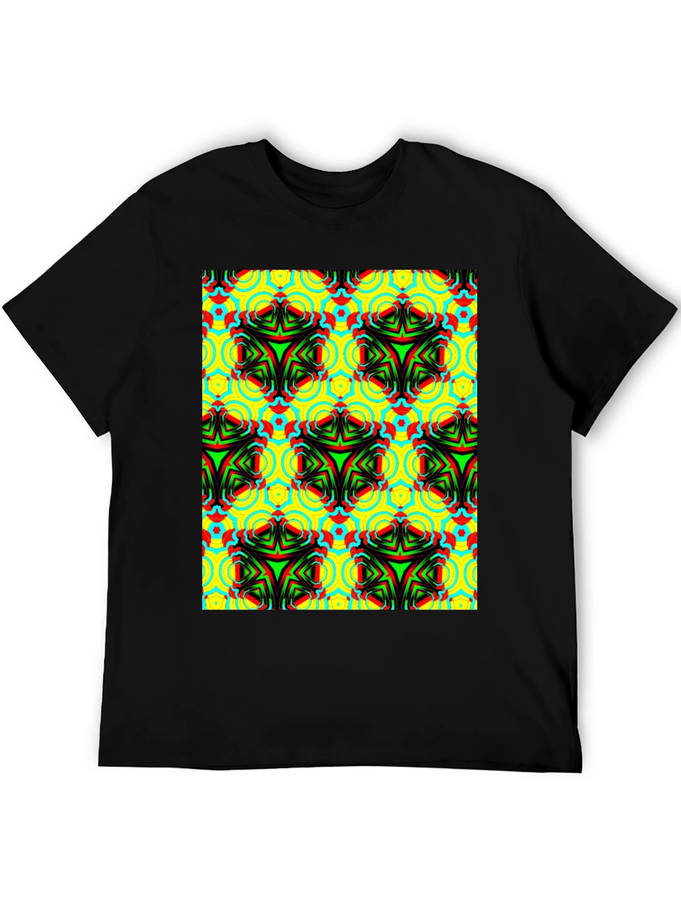 Psychedelic Pattern Black T-Shirt - Unisex