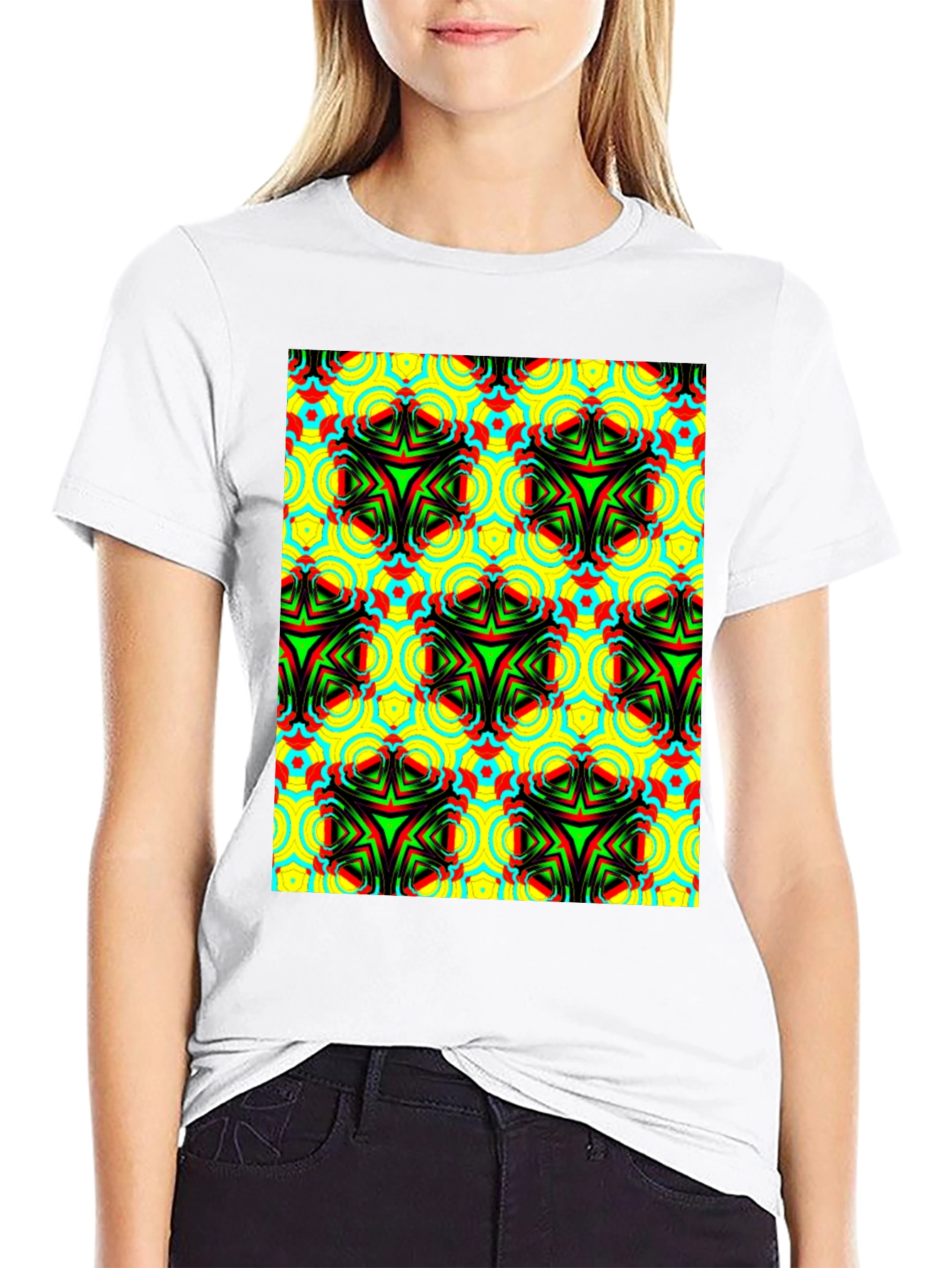 Psychedelic Pattern Black T-Shirt - Unisex