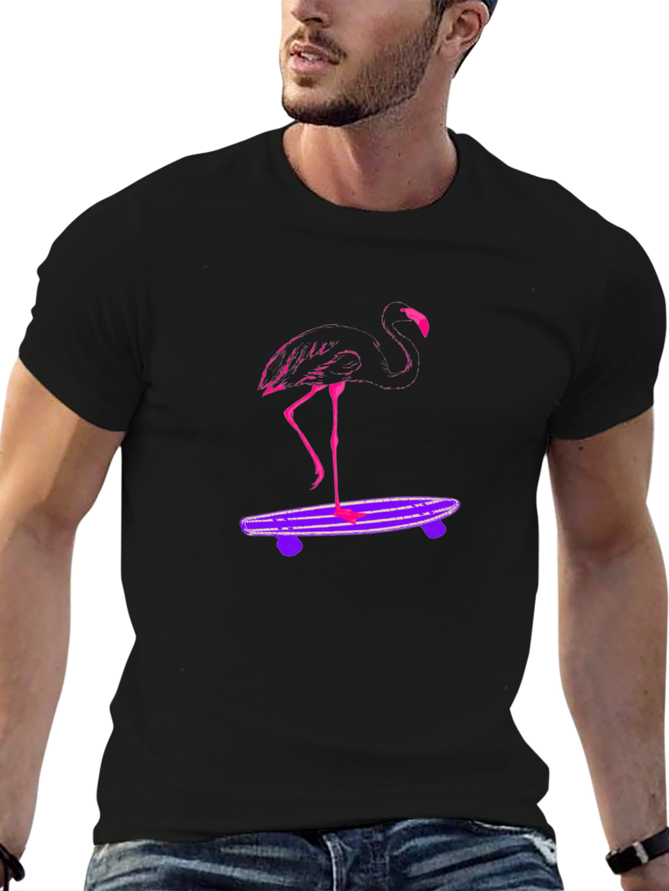 Flamingo Skateboard Graphic Tee