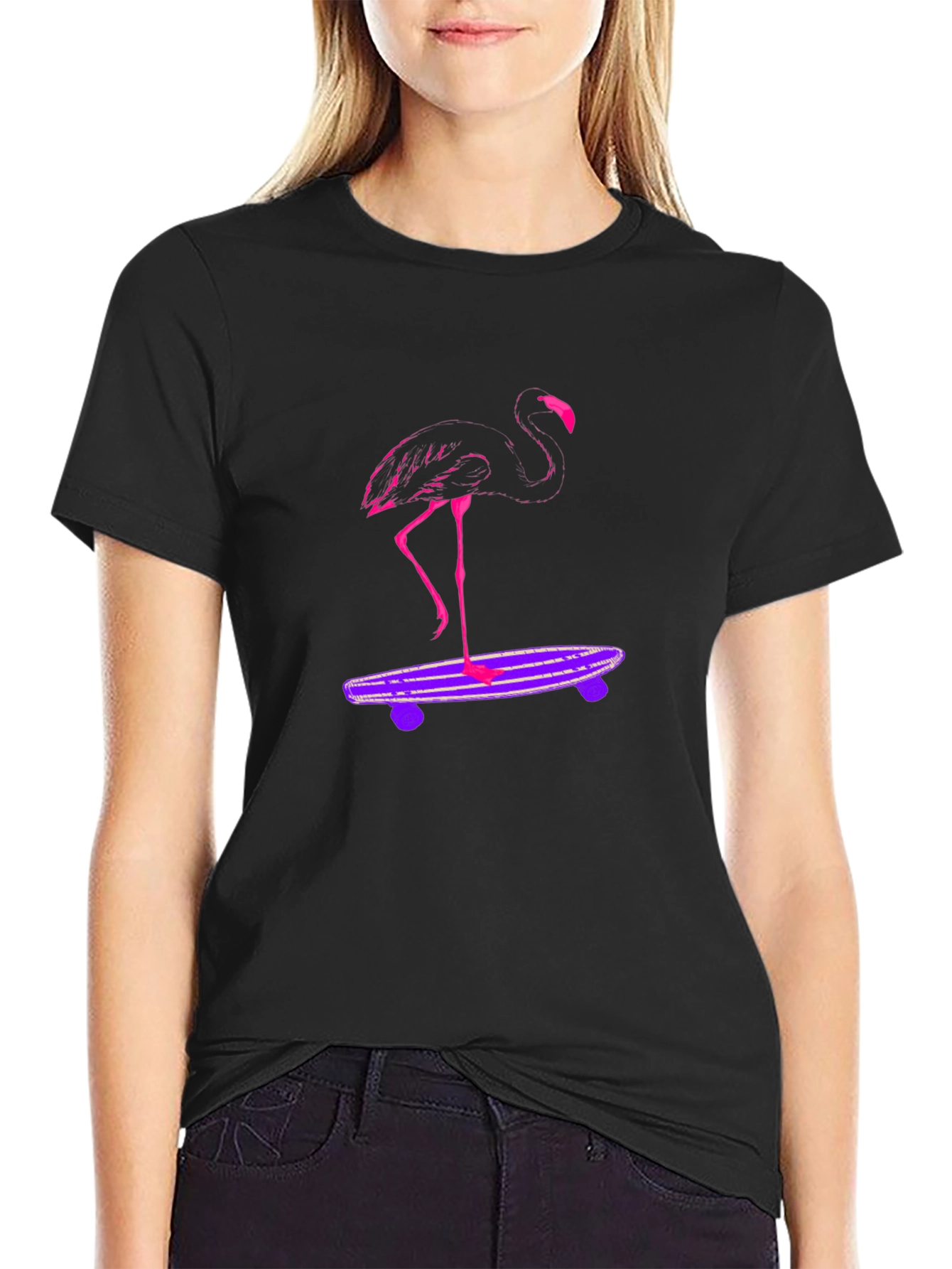 Flamingo Skateboard Graphic Tee