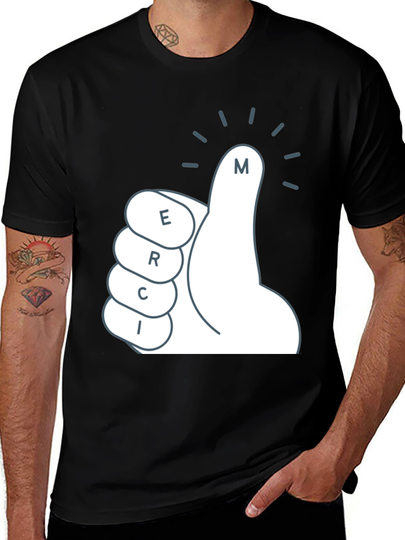 Merci T-Shirt - Thumbs Up Graphic Tee