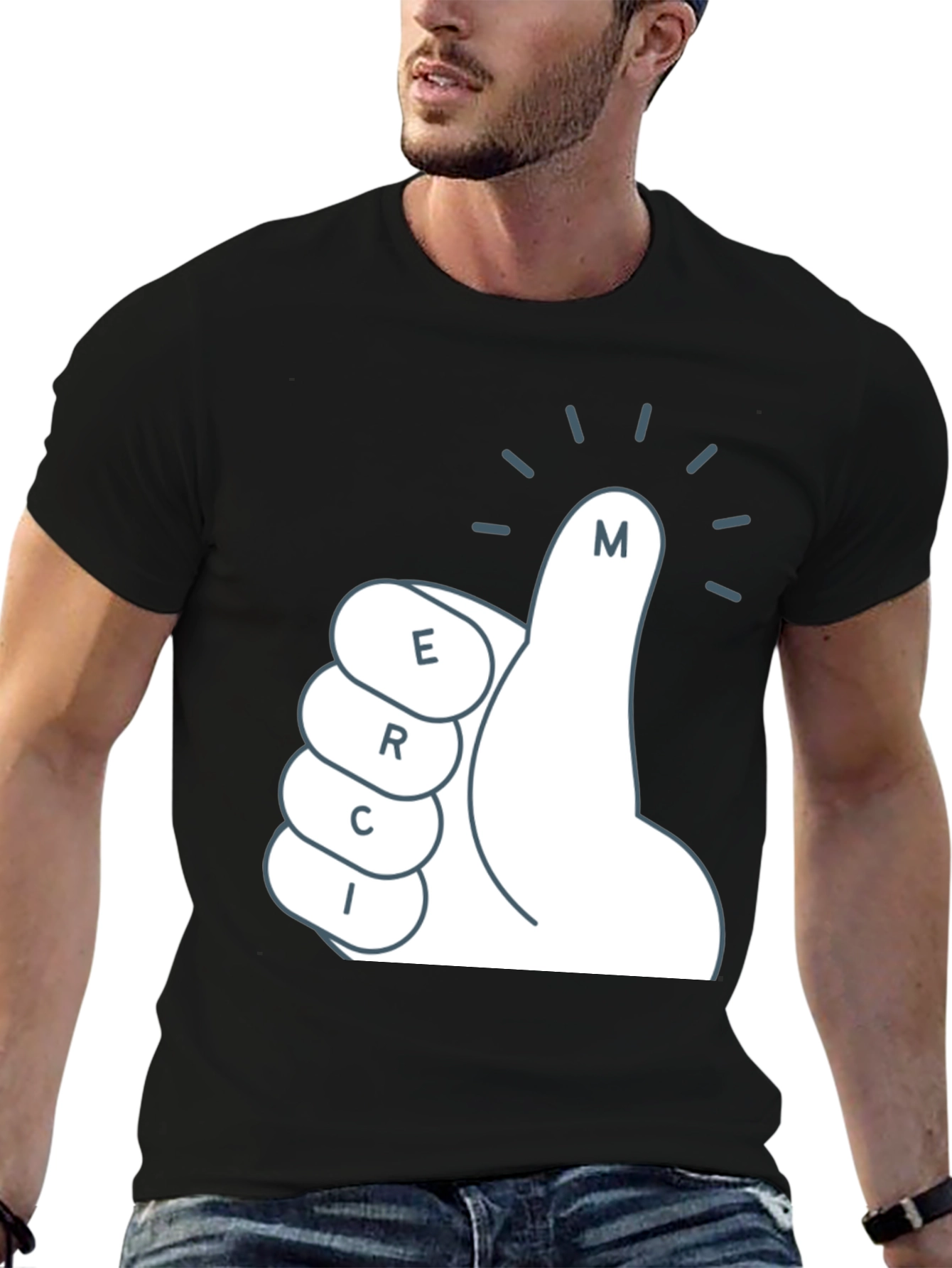 Merci T-Shirt - Thumbs Up Graphic Tee