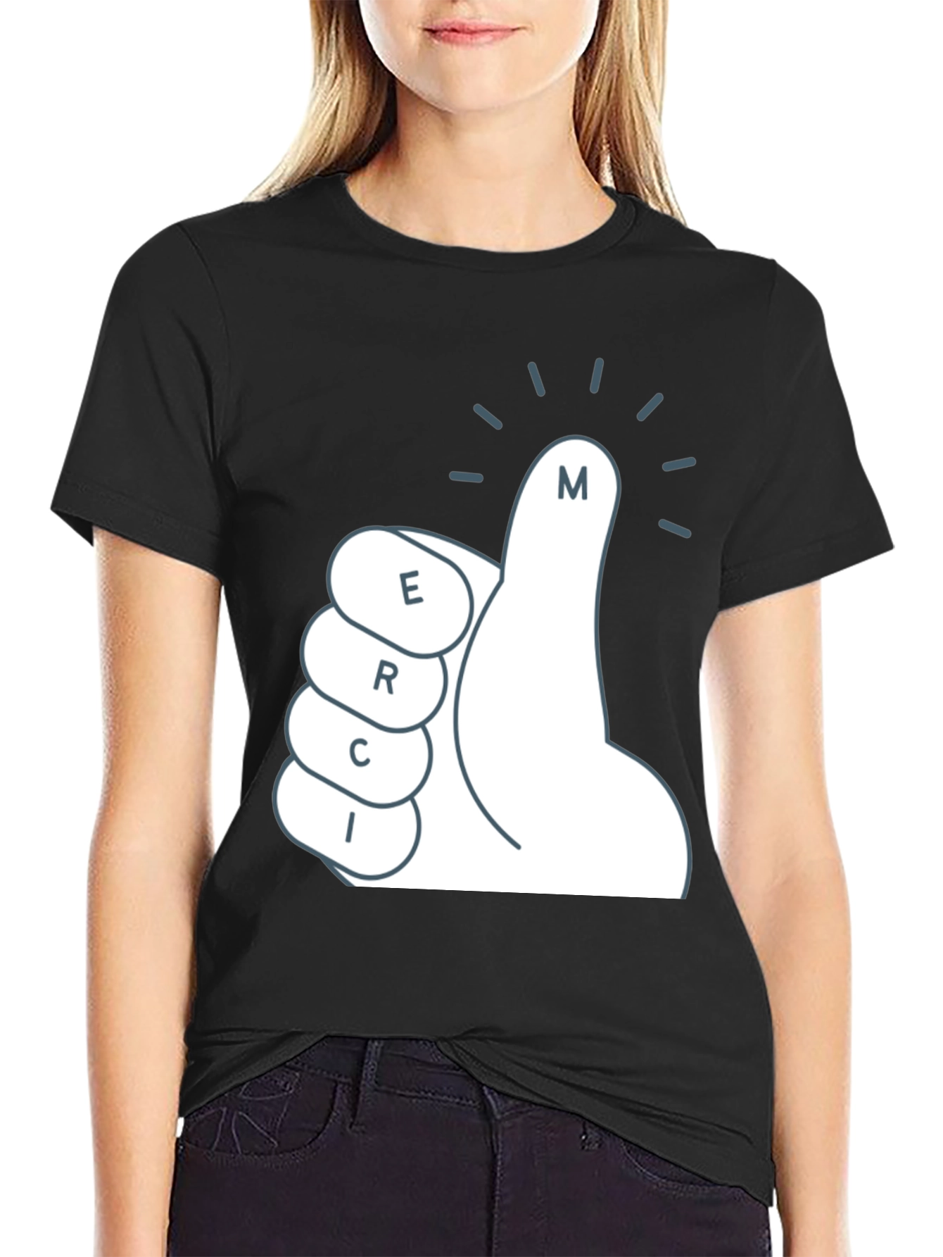 Merci T-Shirt - Thumbs Up Graphic Tee