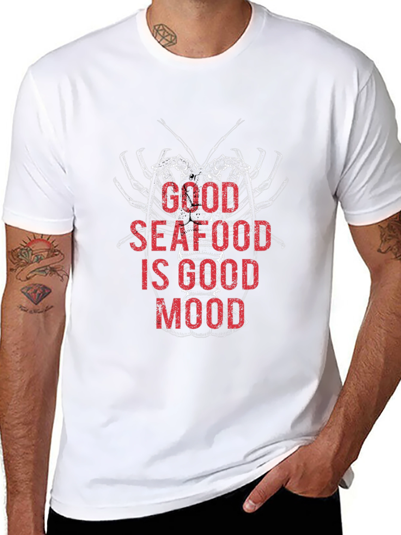 Seafood Lover Black T-Shirt: Good Seafood Good Mood!
