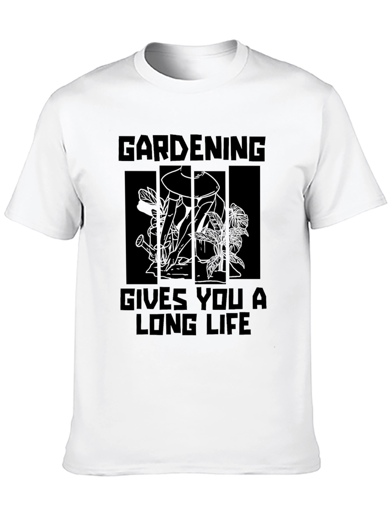 Gardening Gives You A Long Life Black T-Shirt