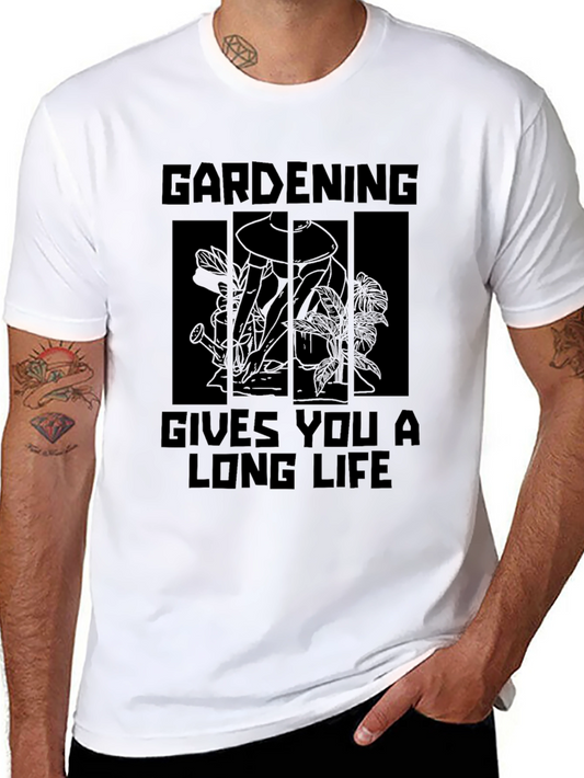 Gardening Gives You A Long Life Black T-Shirt