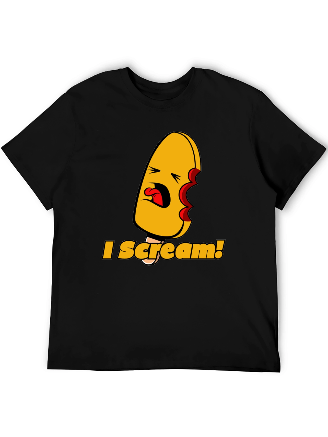 I Scream! Graphic Print Black T-Shirt