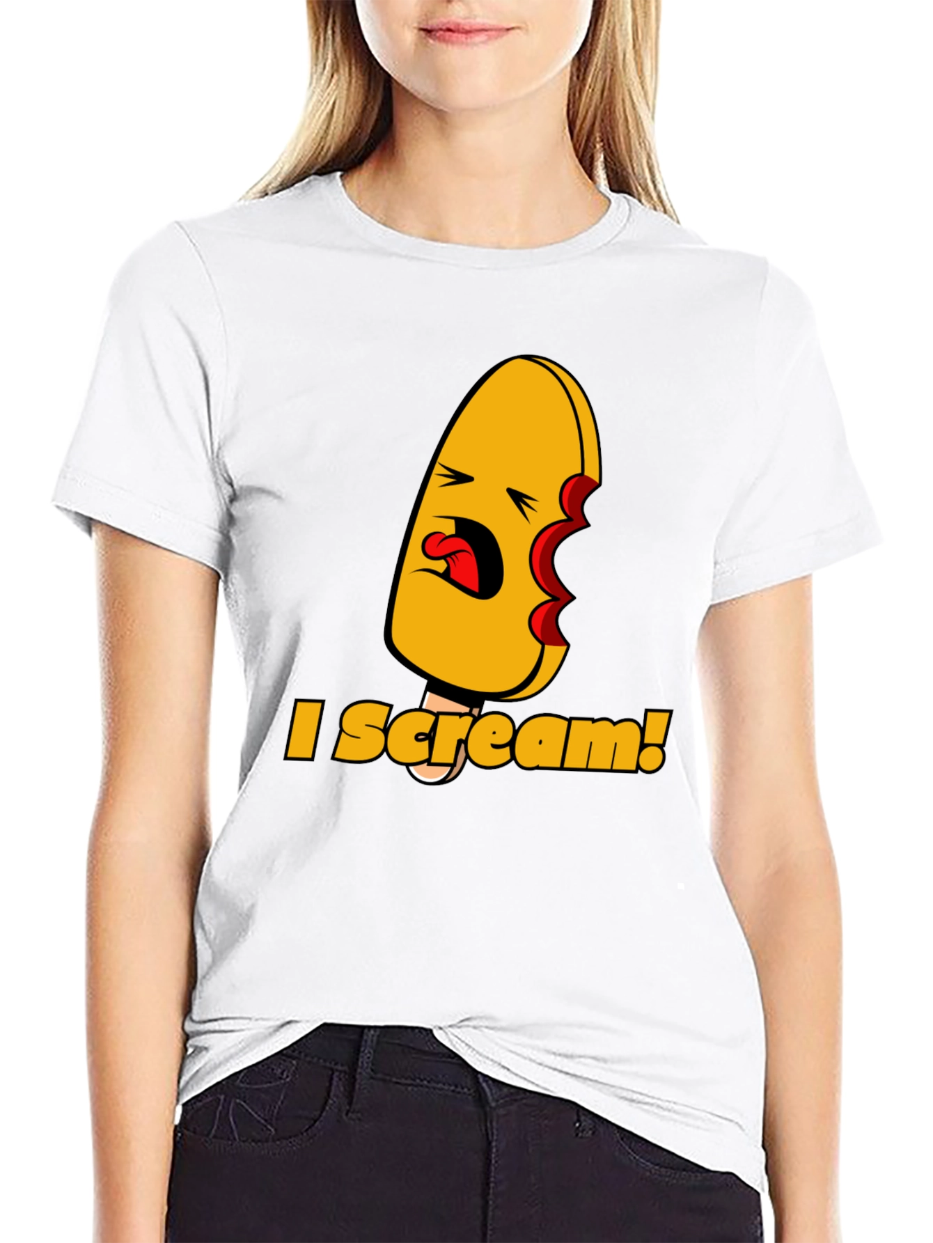 I Scream! Graphic Print Black T-Shirt