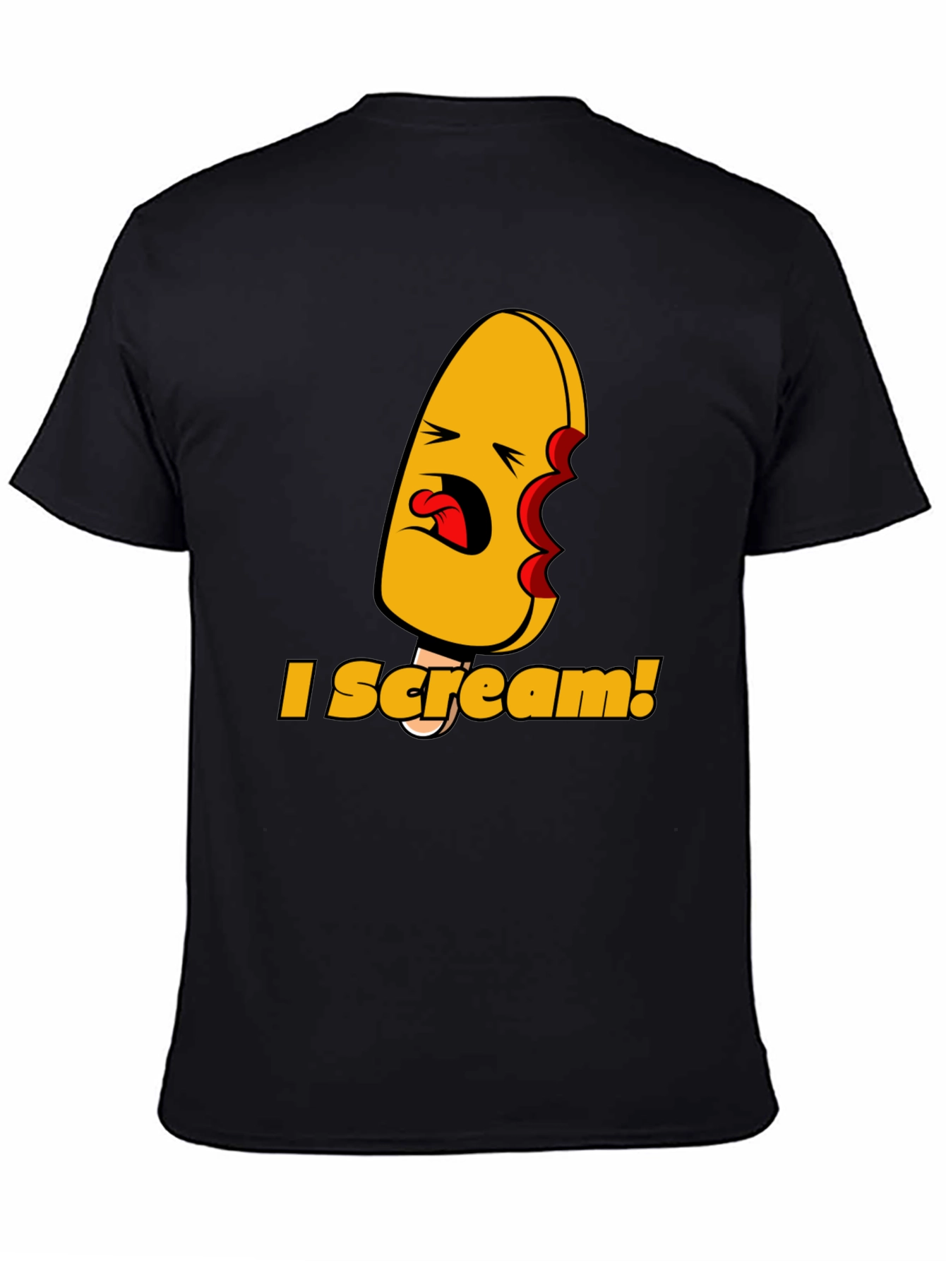 I Scream! Graphic Print Black T-Shirt