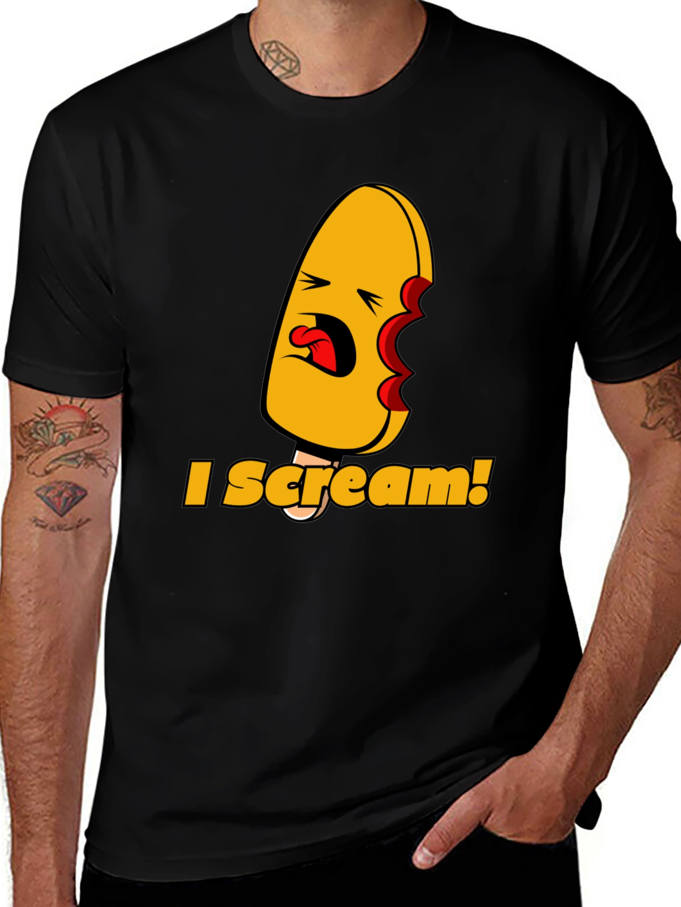 I Scream! Graphic Print Black T-Shirt