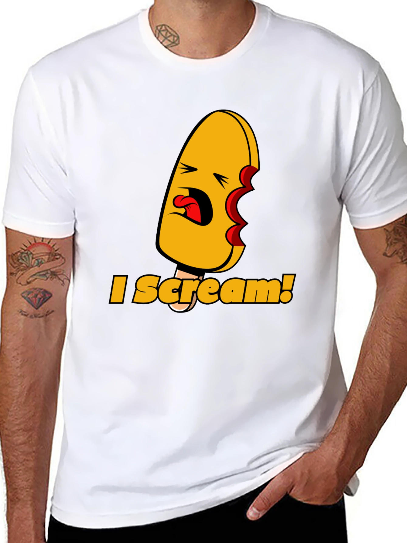 I Scream! Graphic Print Black T-Shirt