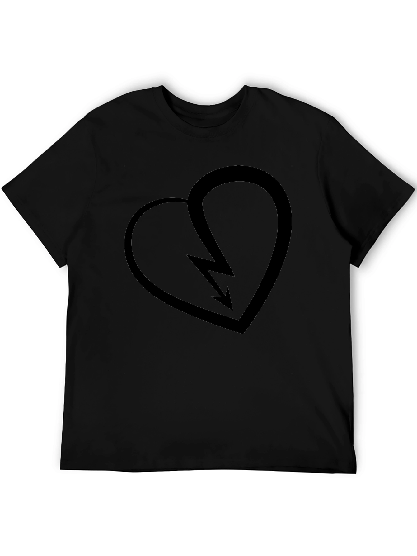 Broken Heart Lightning Bolt T-Shirt - Stylish Black Tee