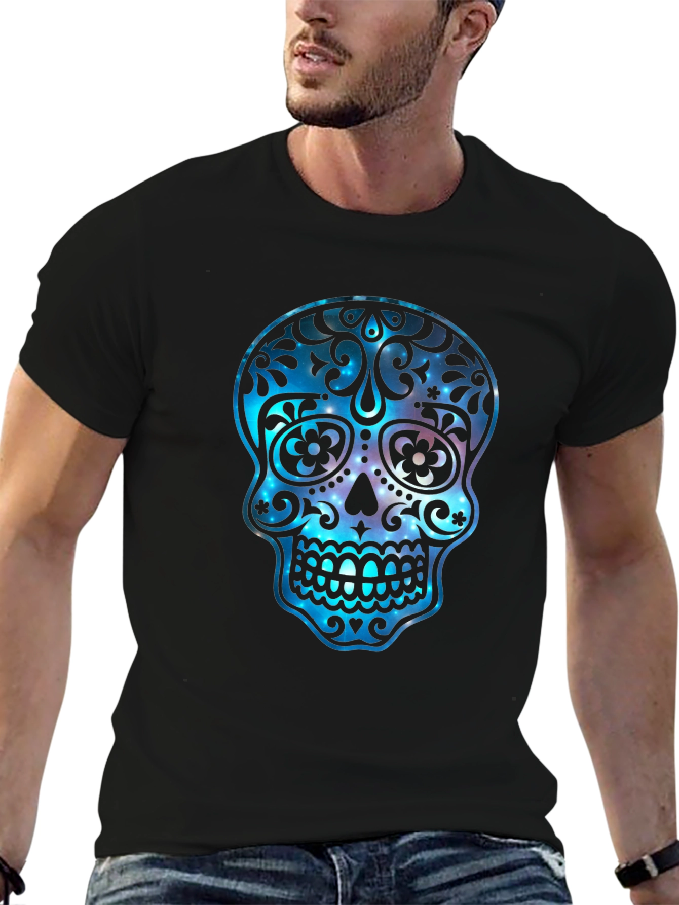 Sugar Skull Galaxy Graphic T-Shirt