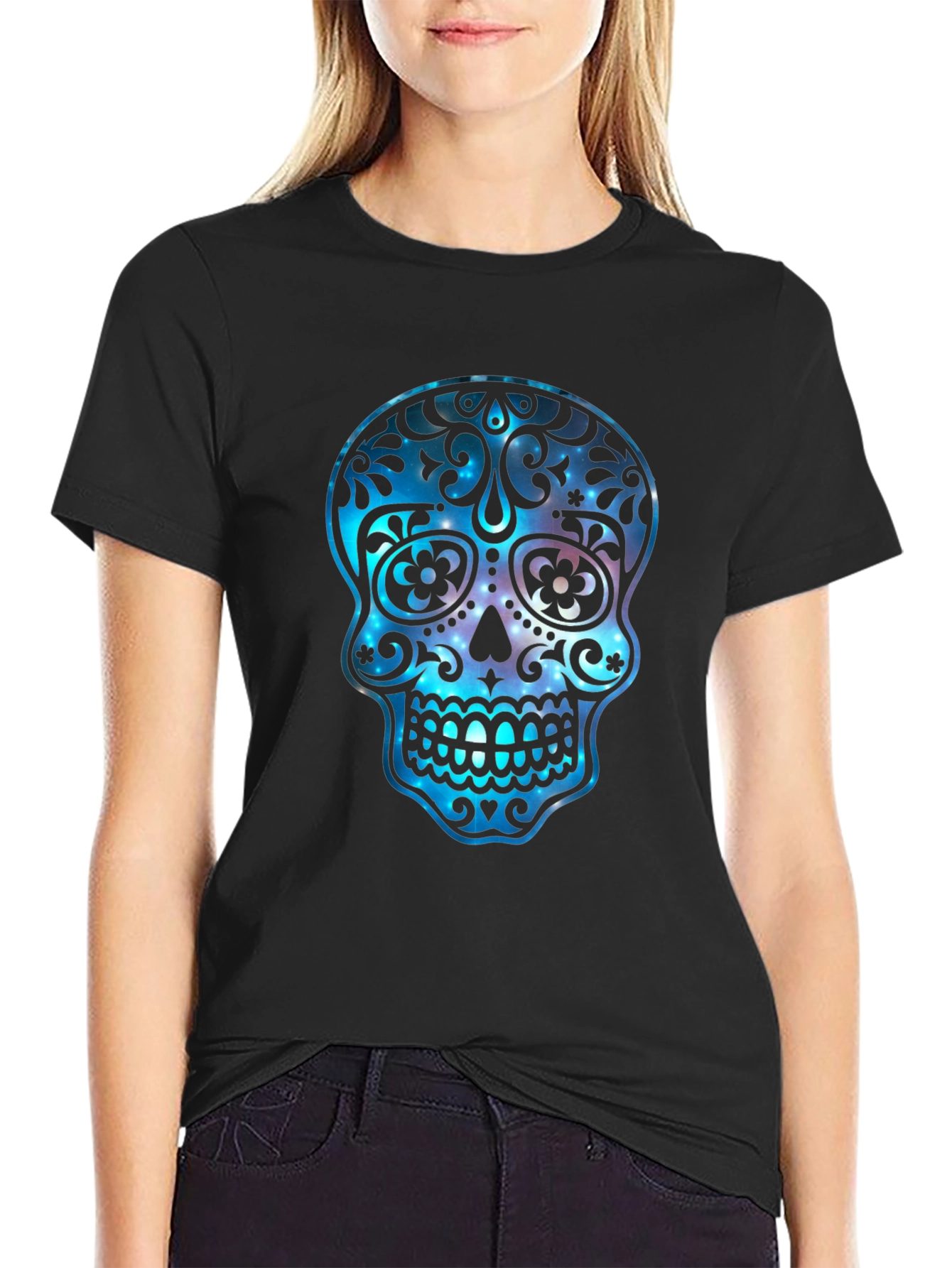 Sugar Skull Galaxy Graphic T-Shirt
