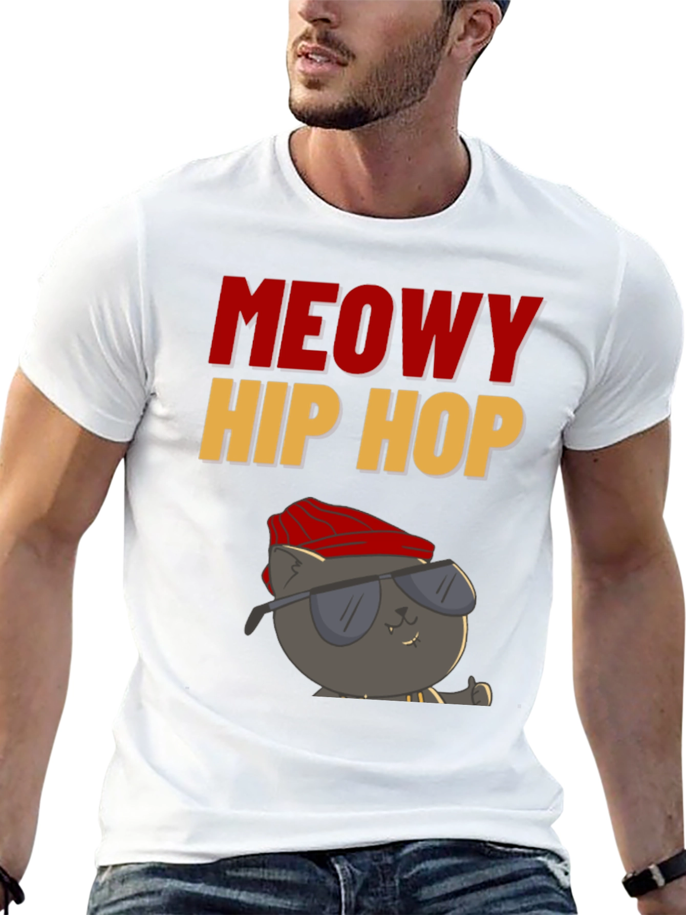 Meowy Hip Hop Black T-Shirt