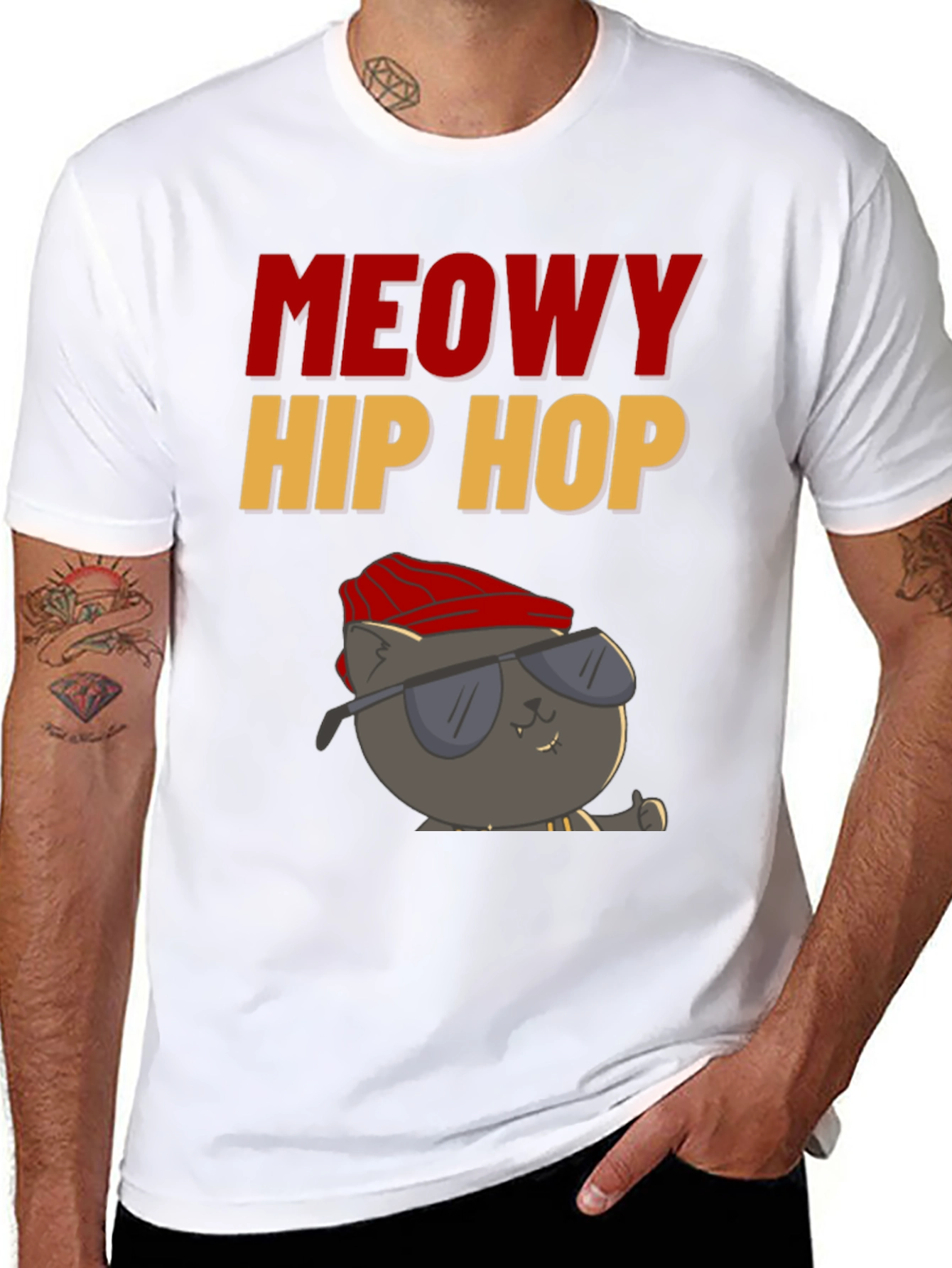 Meowy Hip Hop Black T-Shirt