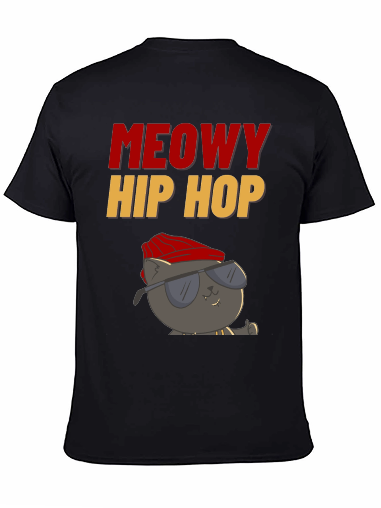 Meowy Hip Hop Black T-Shirt
