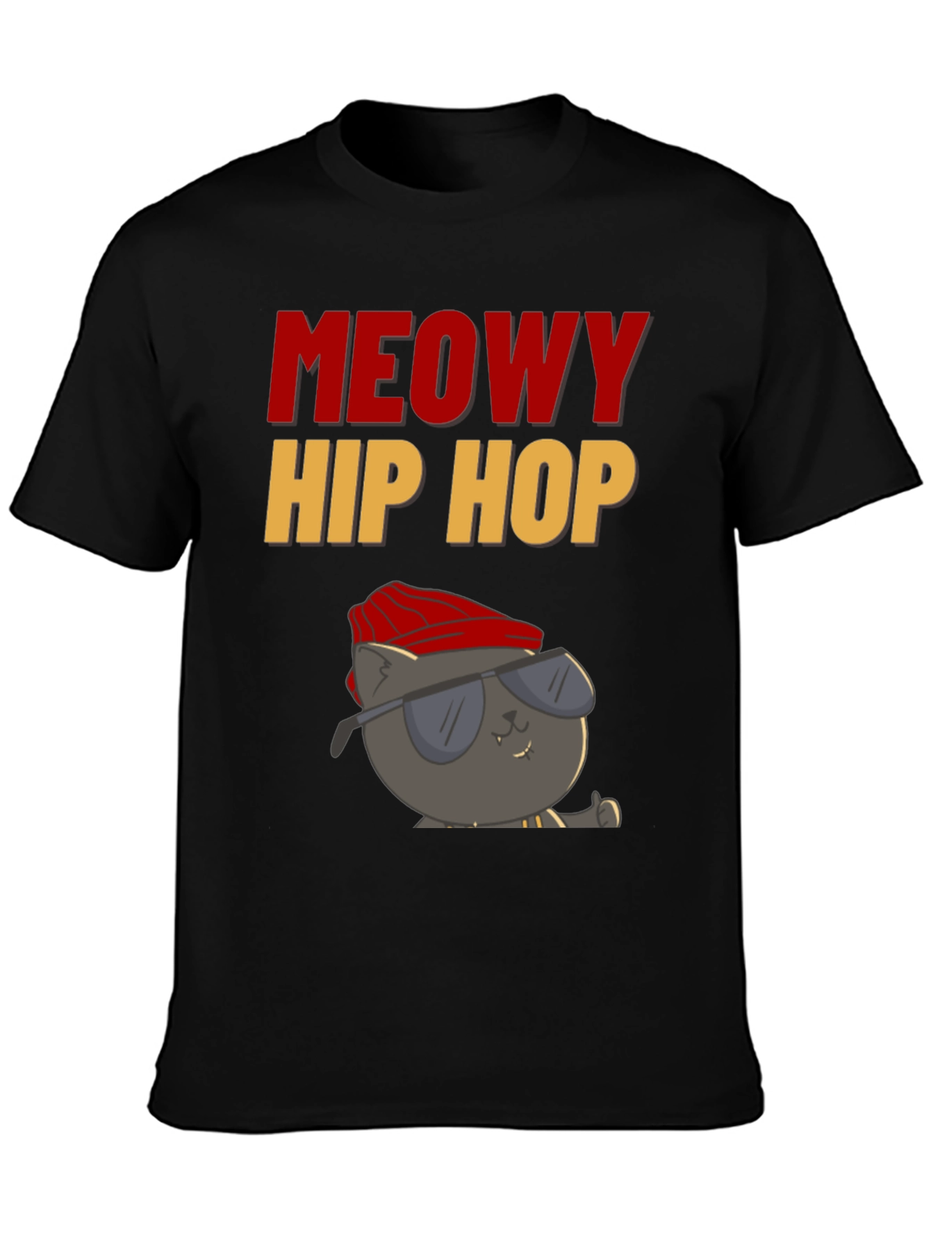 Meowy Hip Hop Black T-Shirt